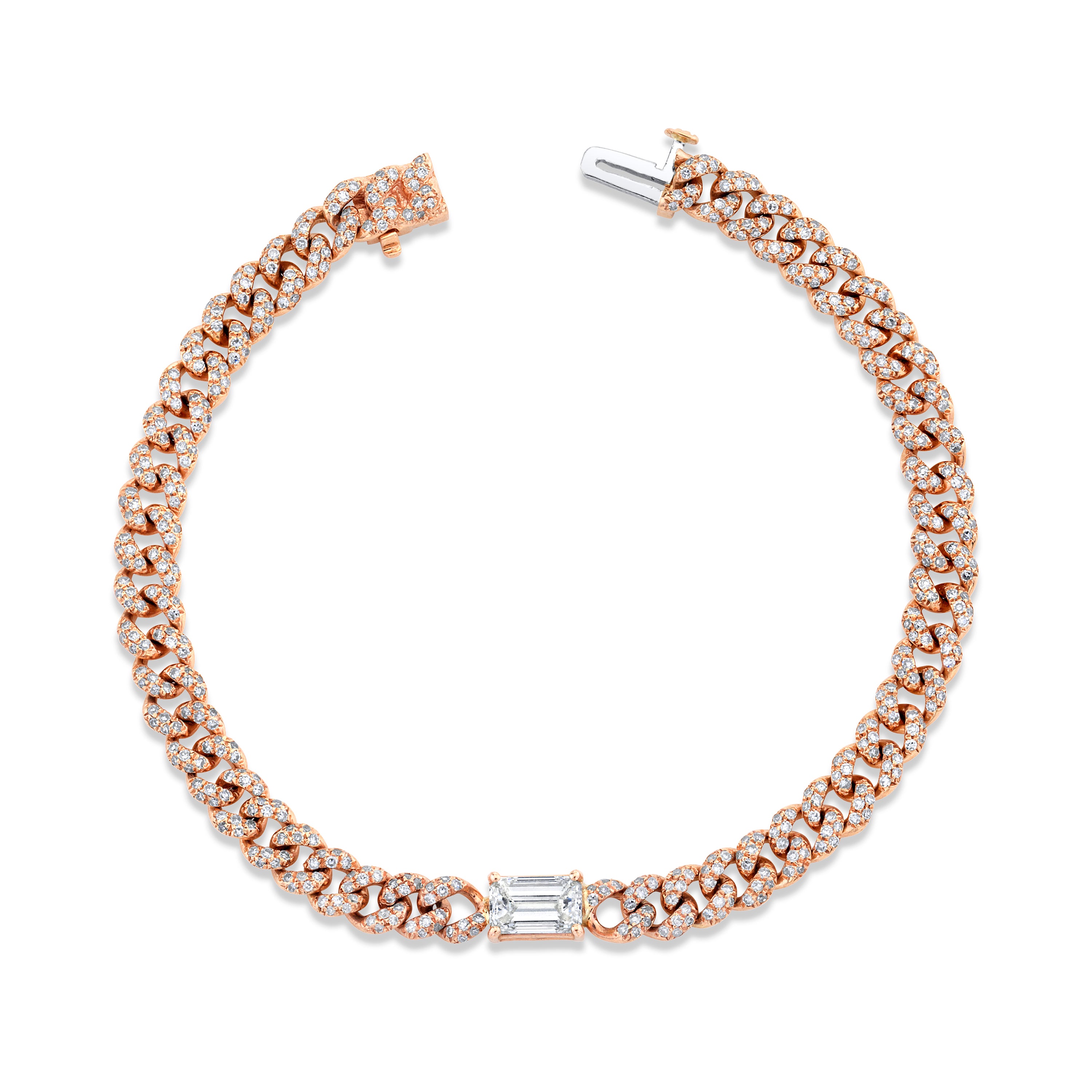 READY TO SHIP DIAMOND EMERALD CUT MINI LINK BRACELET