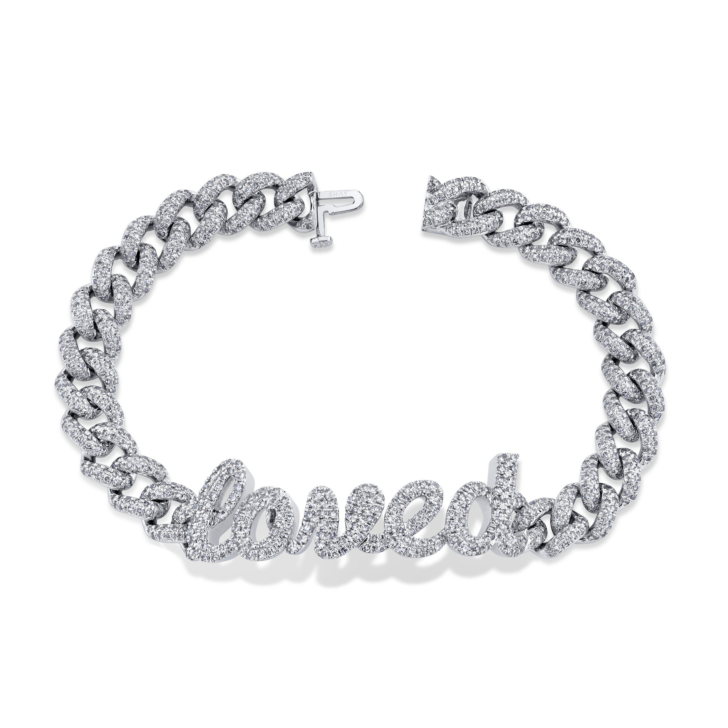READY TO SHIP DIAMOND "LOVED" LINK BRACELET