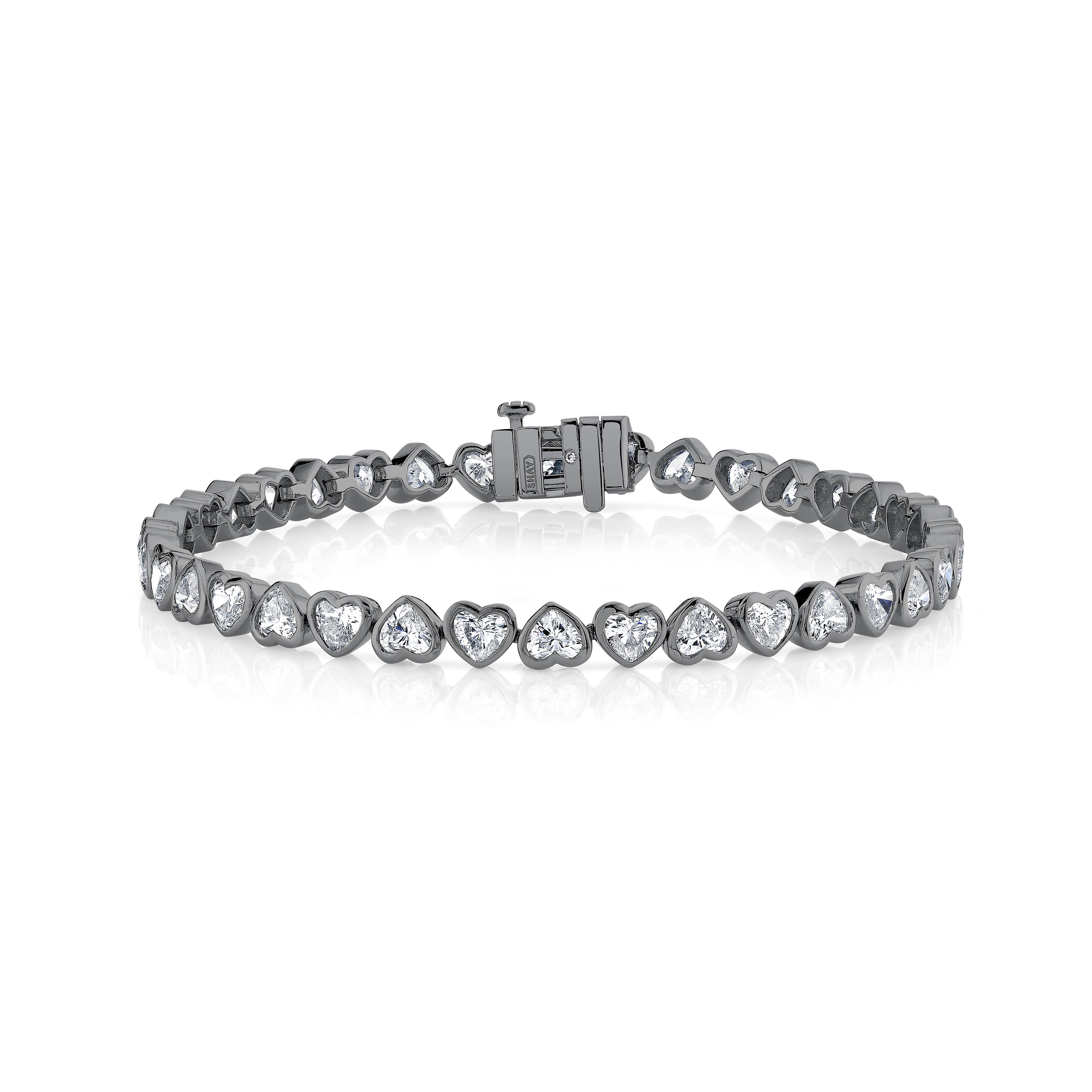 DIAMOND BEZEL HEART TENNIS BRACELET PETITE