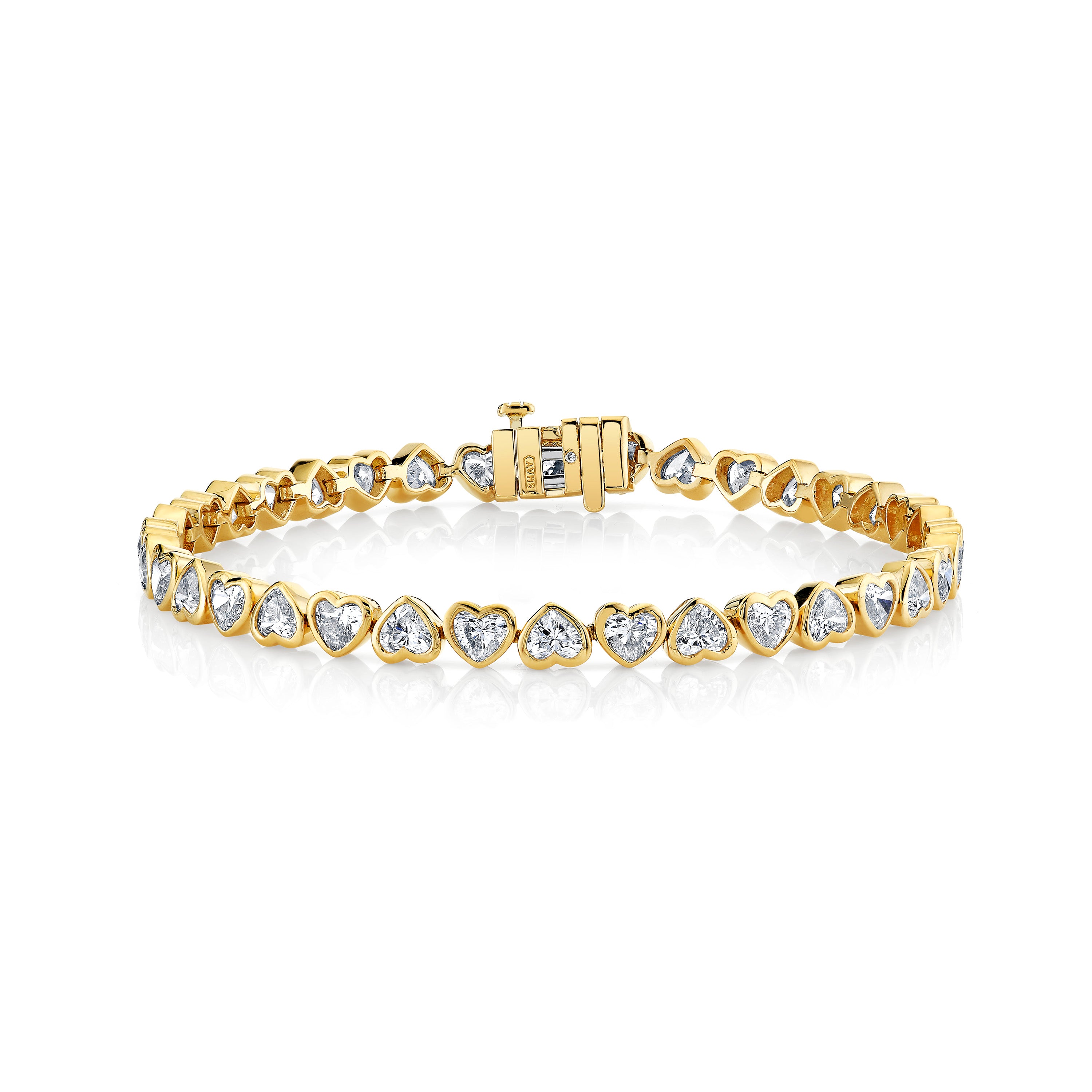 DIAMOND BEZEL HEART TENNIS BRACELET PETITE