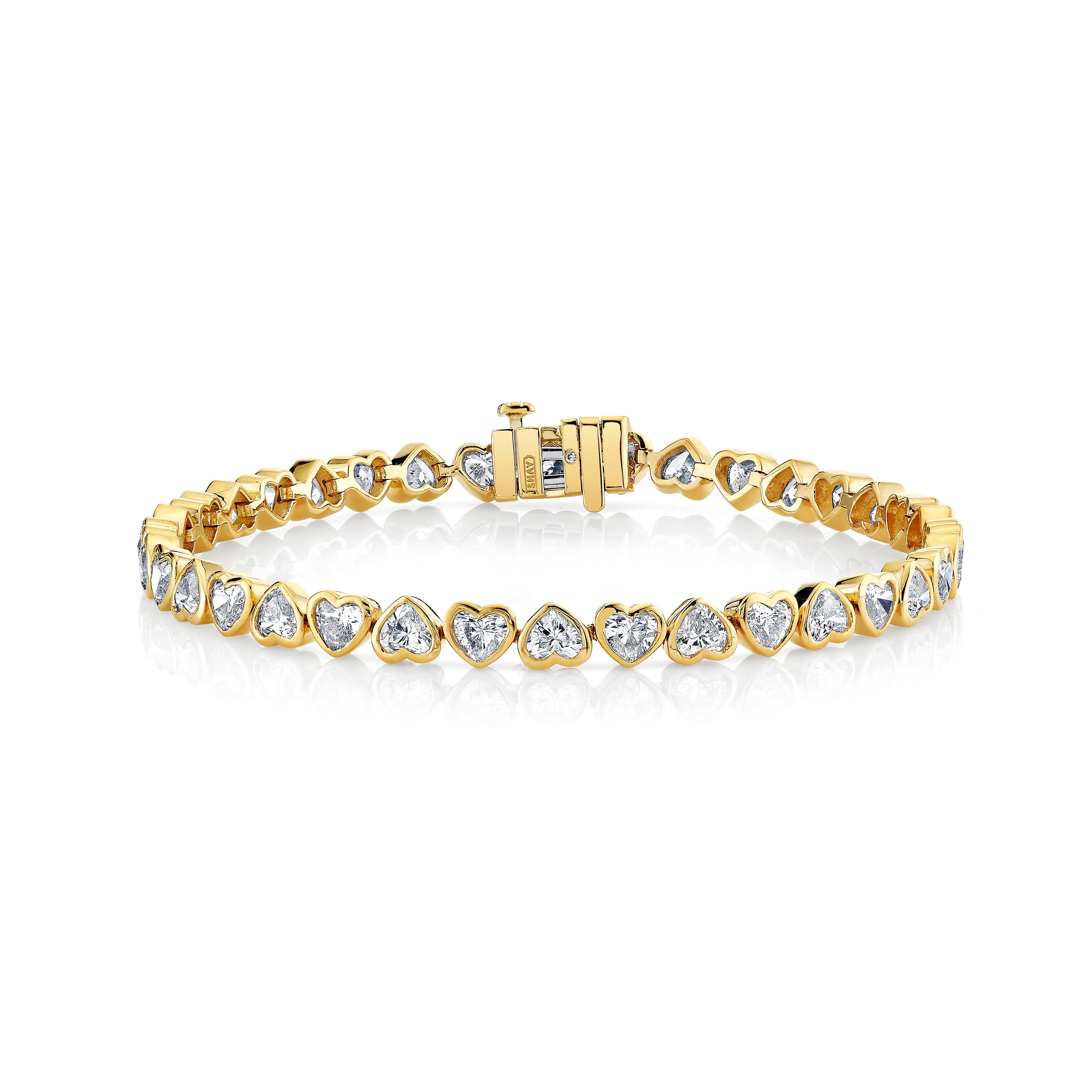 READY TO SHIP DIAMOND BEZEL HEART TENNIS BRACELET PETITE