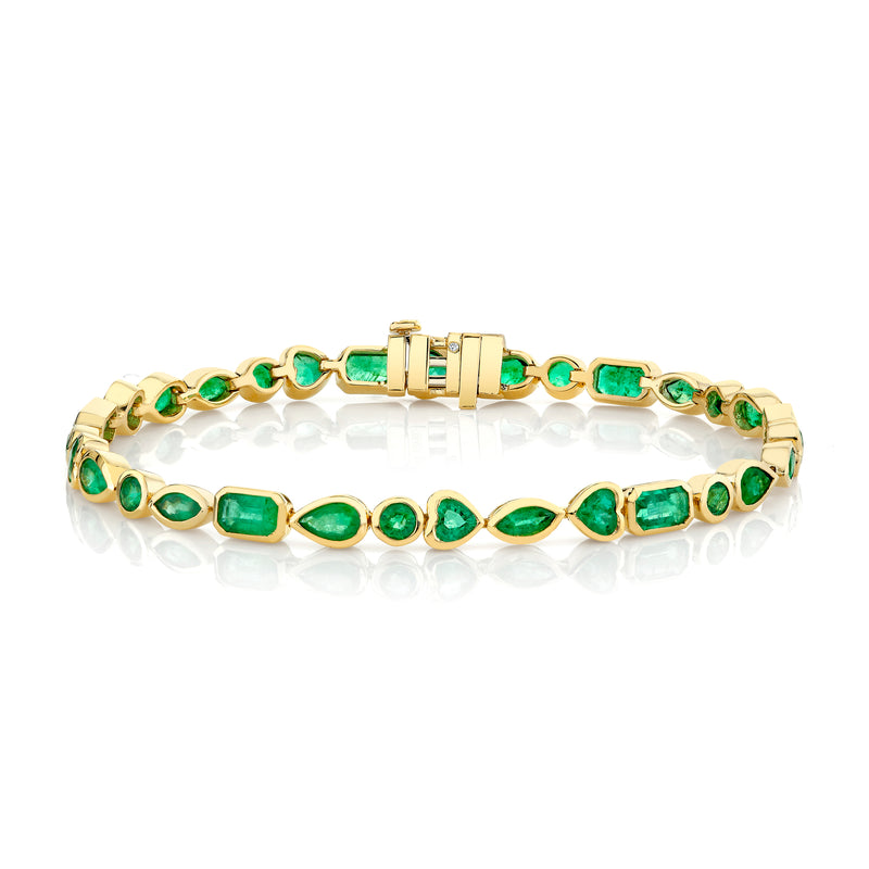 READY TO SHIP MIXED EMERALD BEZEL TENNIS BRACELET