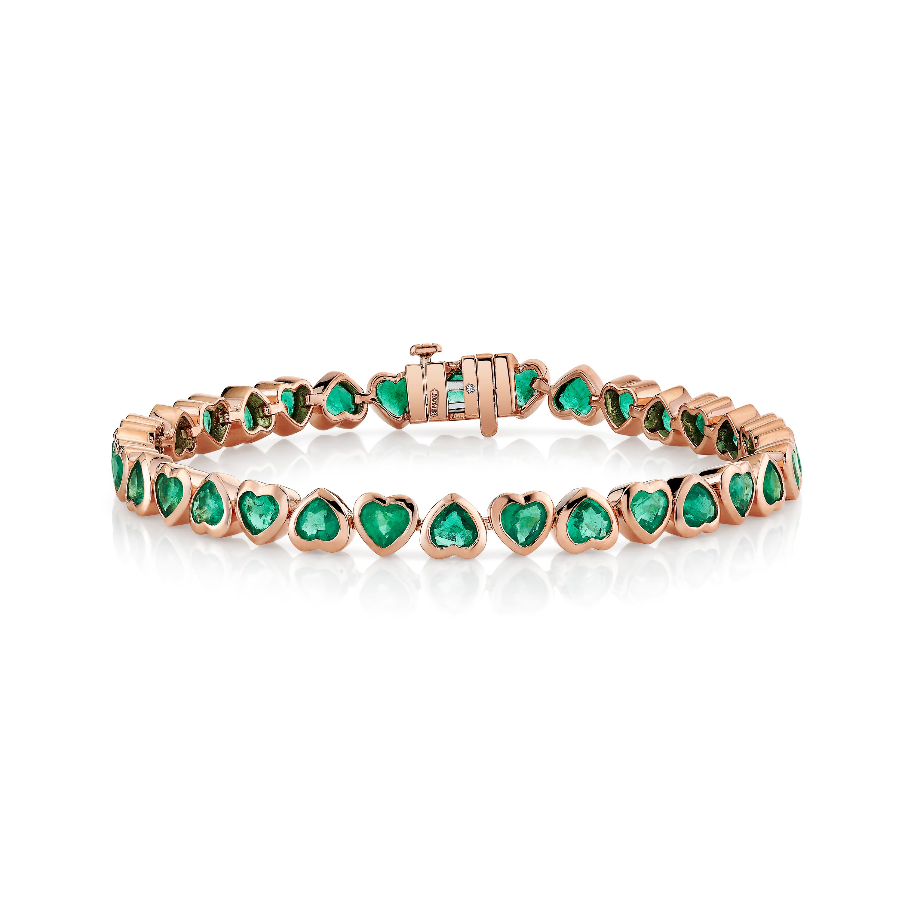 EMERALD BEZEL HEART TENNIS BRACELET