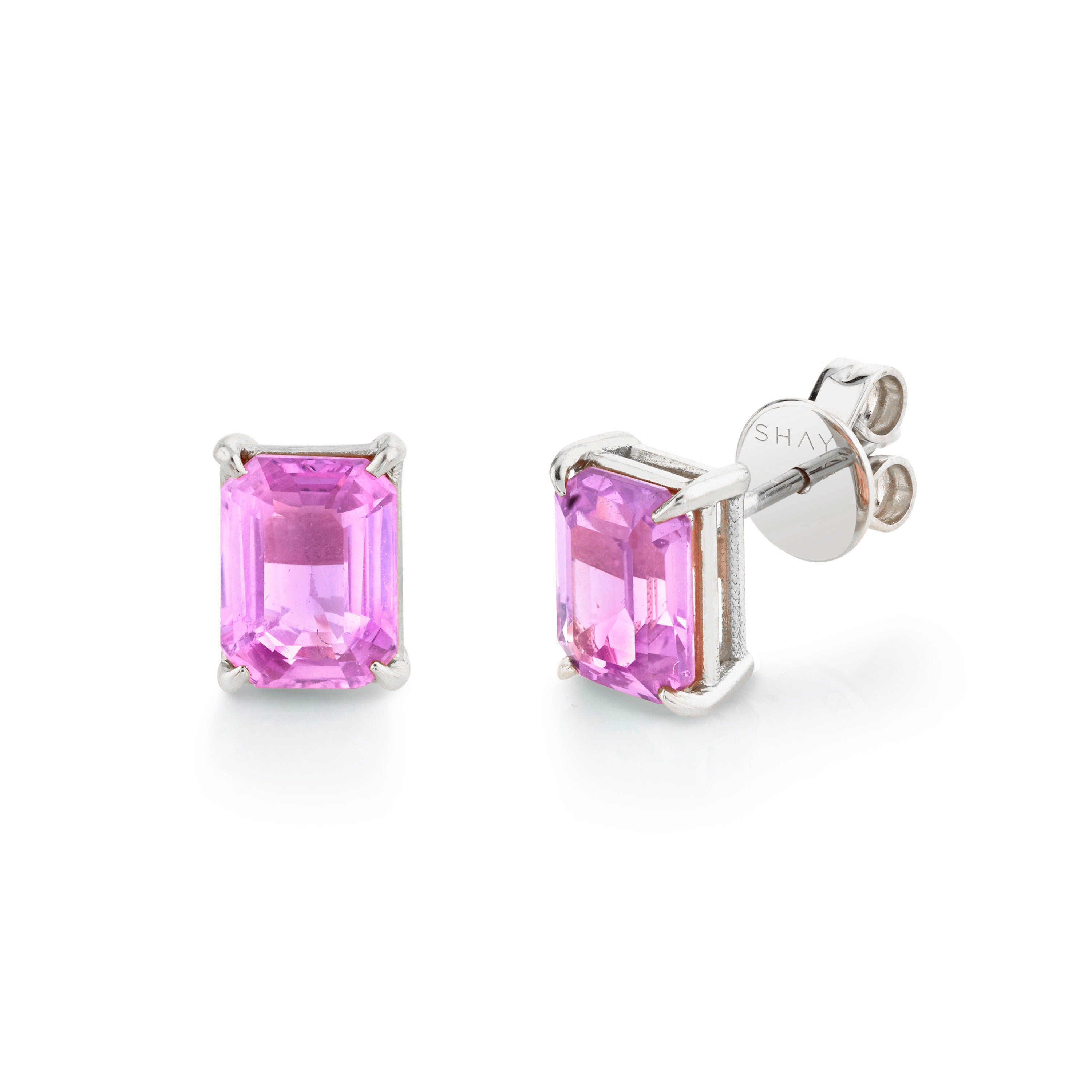 PINK SAPPHIRE EMERALD CUT STUDS