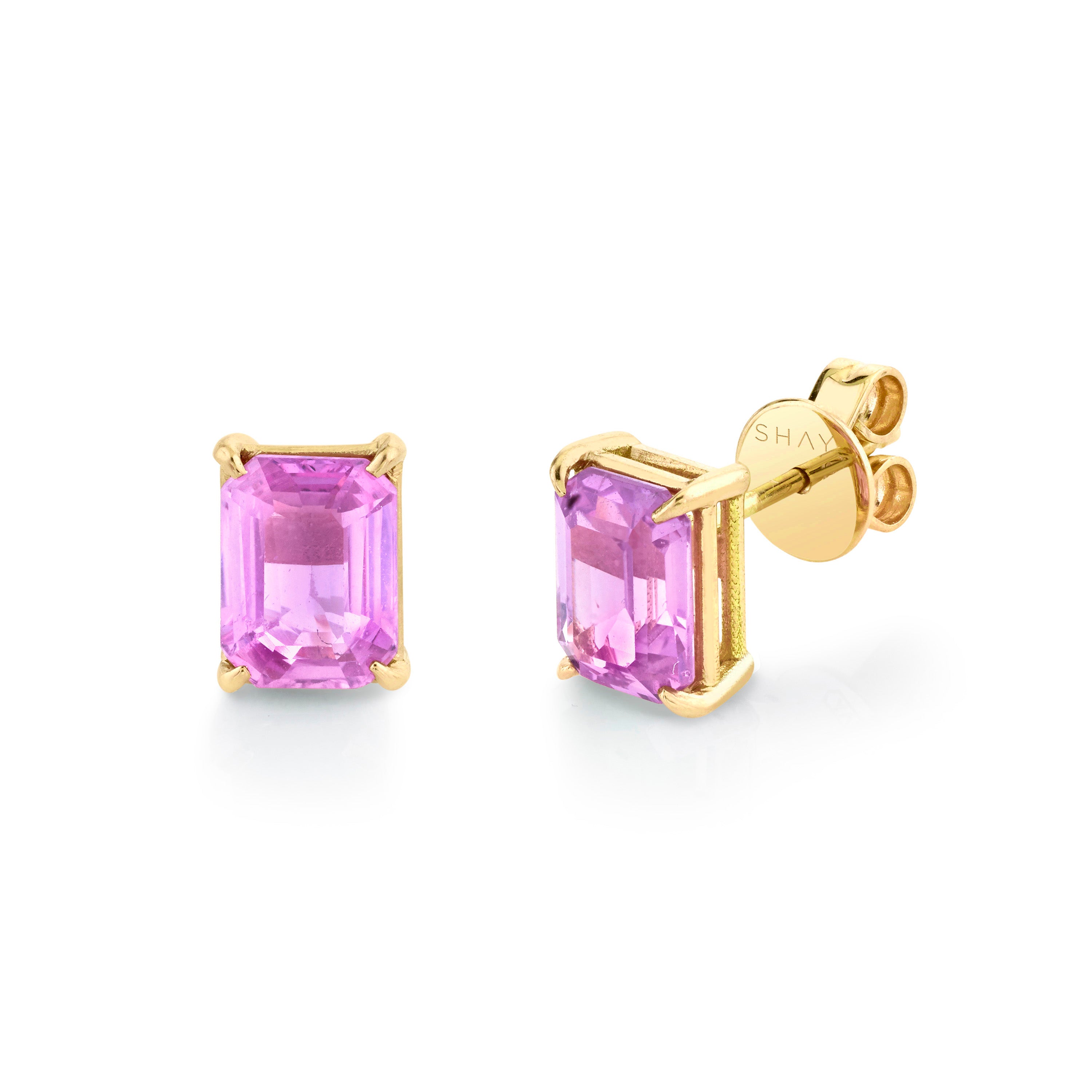 PINK SAPPHIRE EMERALD CUT STUDS