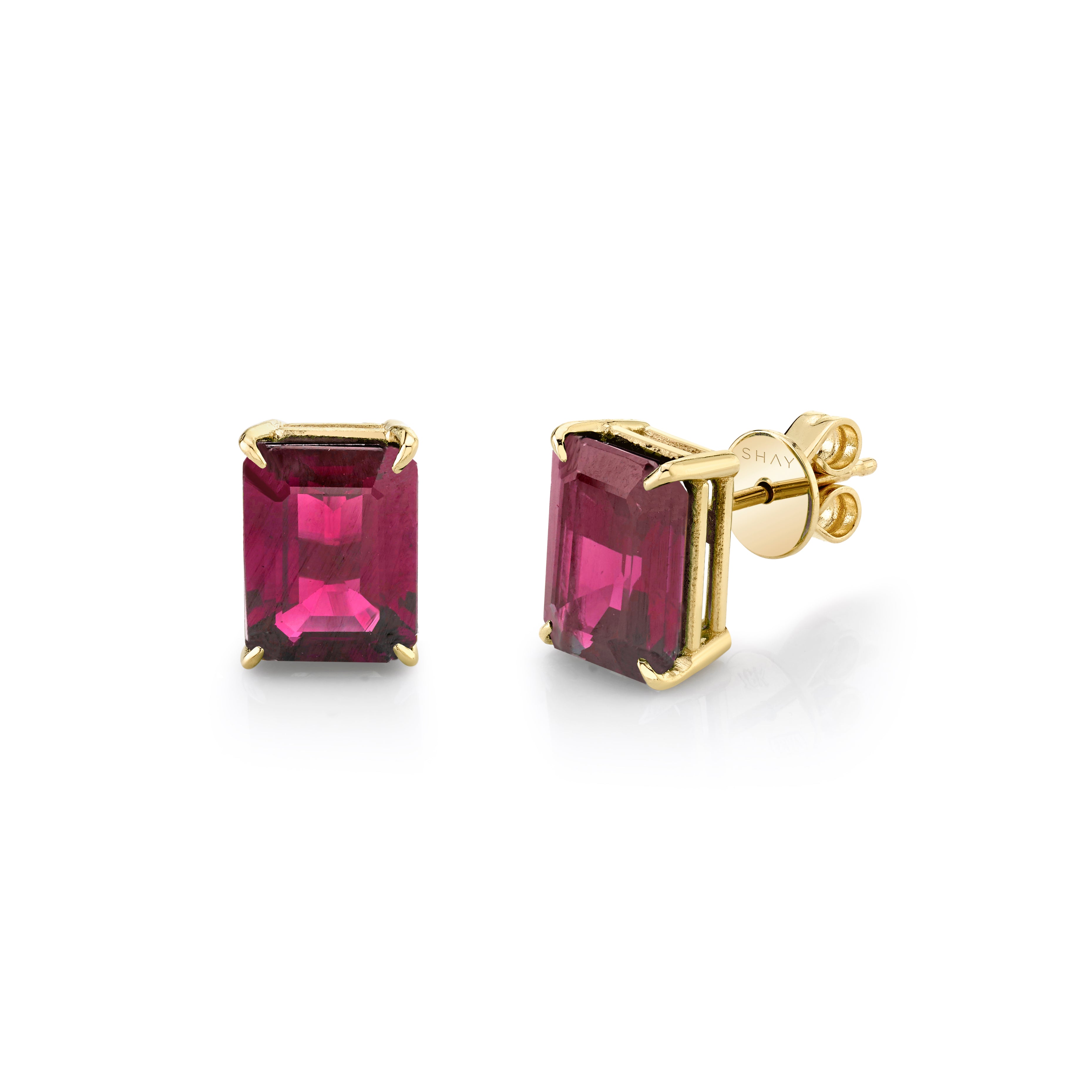 RUBY EMERALD CUT STUDS