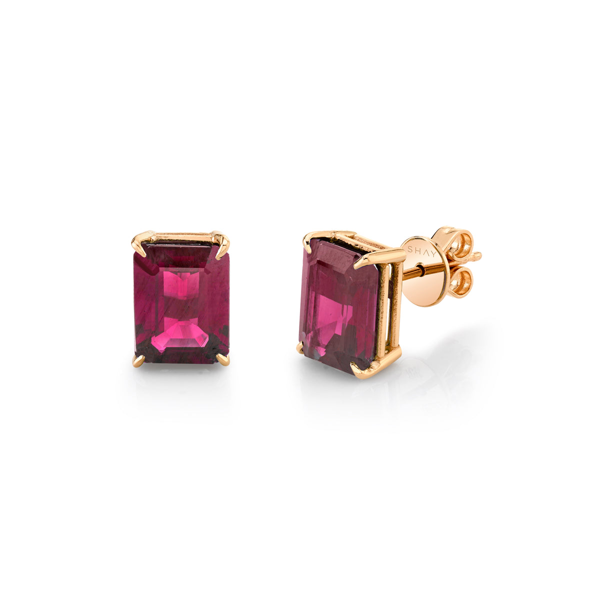 READY TO SHIP RUBY EMERALD CUT STUDS, 4 cts