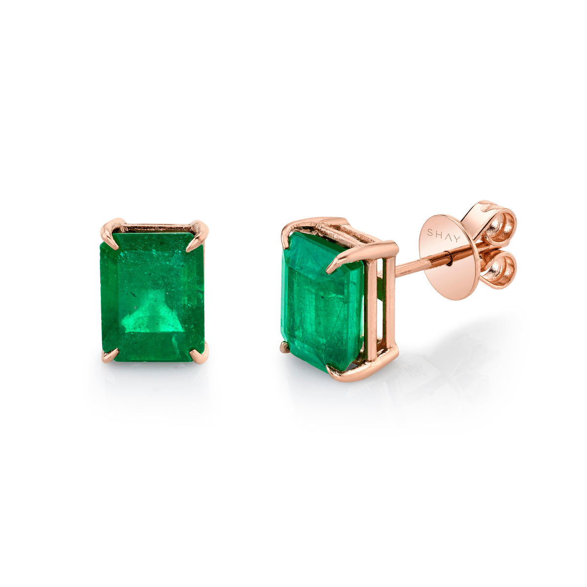 EMERALD SOLITAIRE STUDS, 10cts