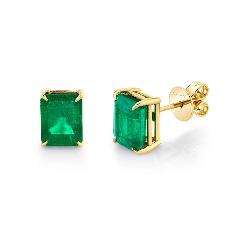 EMERALD SOLITAIRE STUDS, 10cts