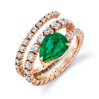 READY TO SHIP EMERALD & DIAMOND TEARDROP SPIRAL RING