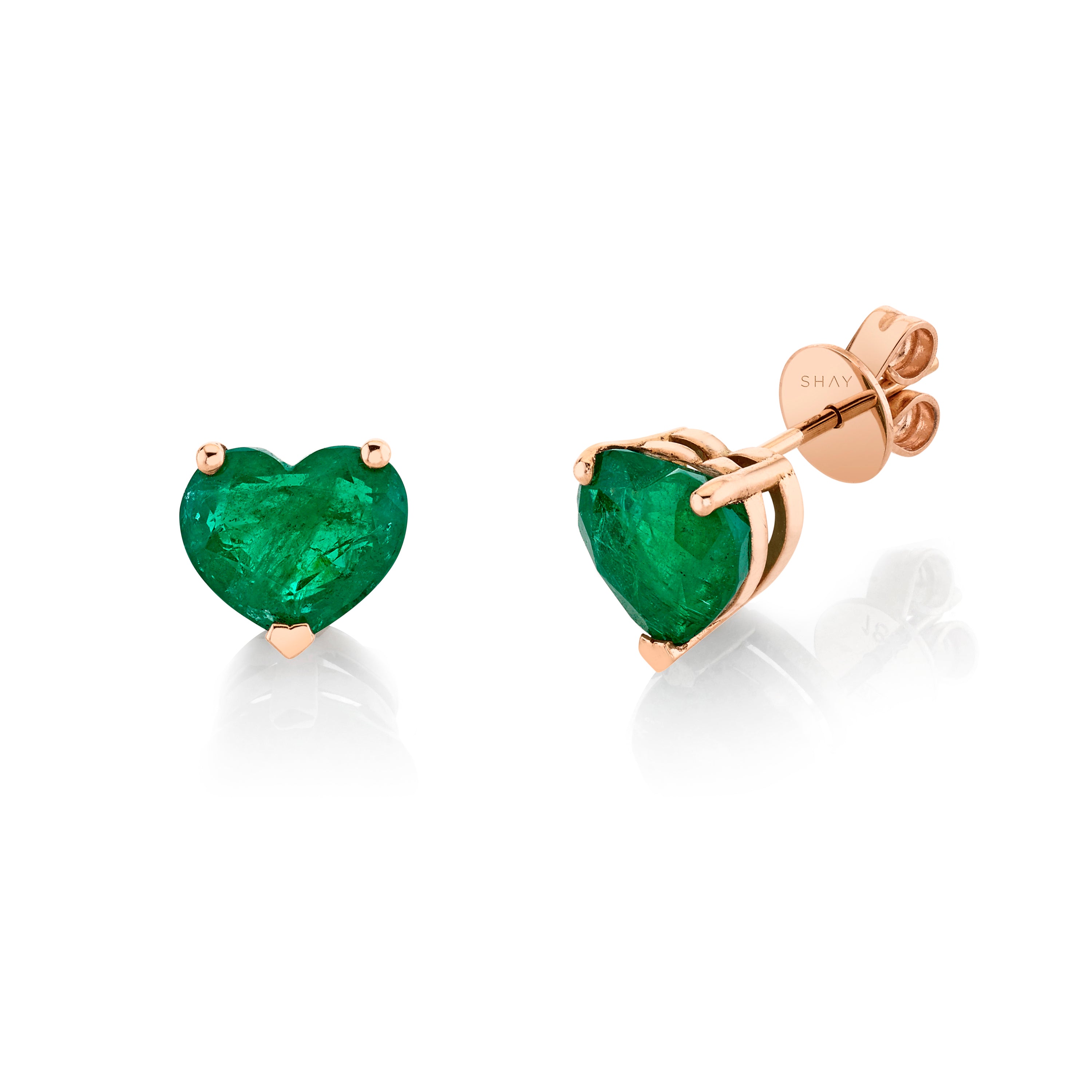 Ladies hotsell 14K Yellow Gold Emerald Heart Stud Earrings