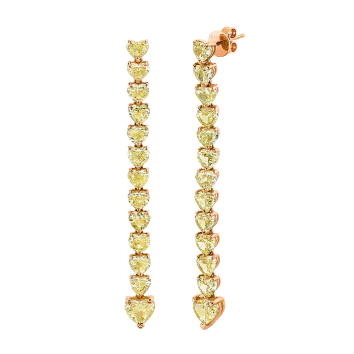 YELLOW DIAMOND HEART DROP EARRINGS