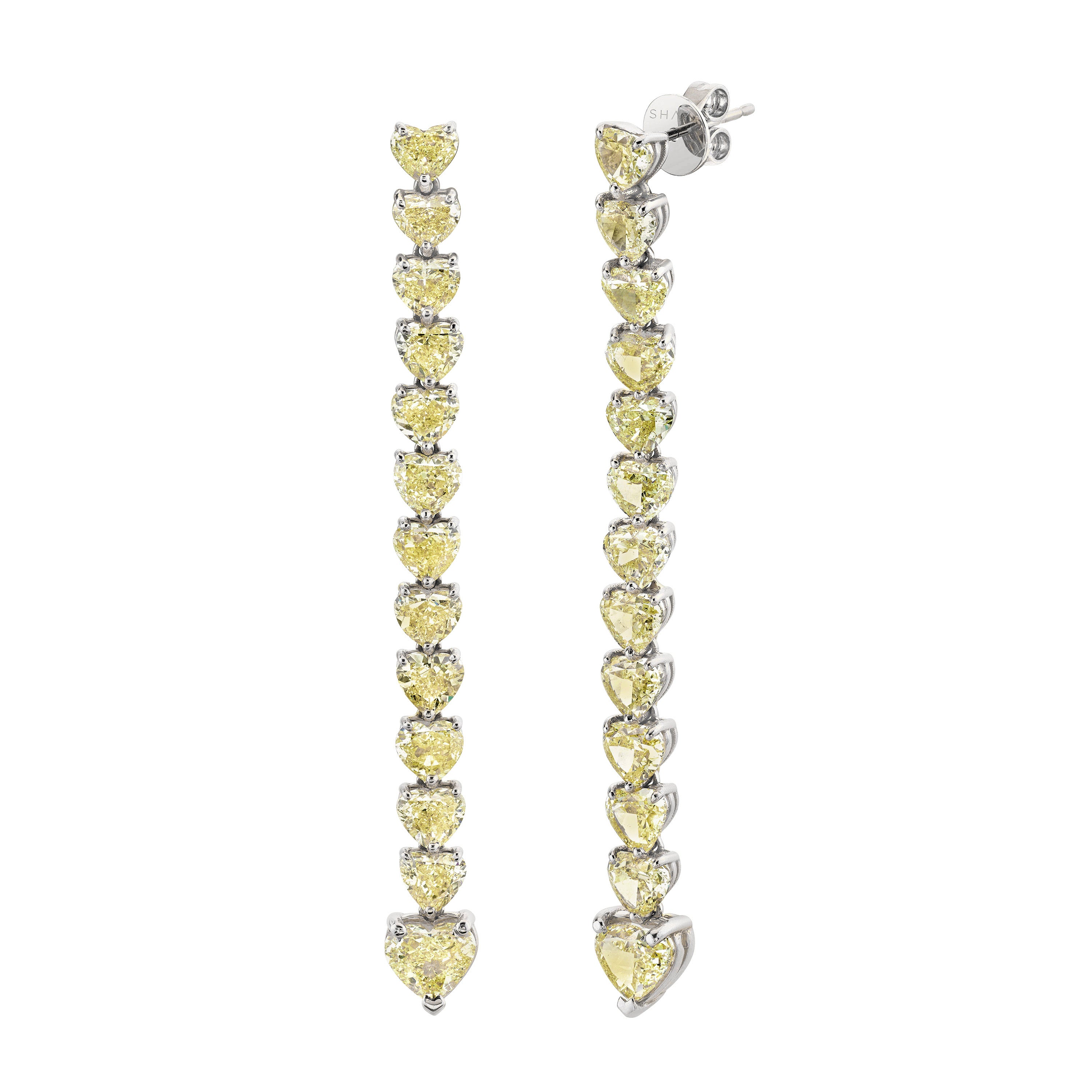 YELLOW DIAMOND HEART DROP EARRINGS
