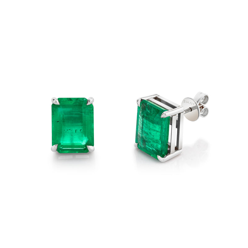 EMERALD SOLITAIRE STUDS, 9cts