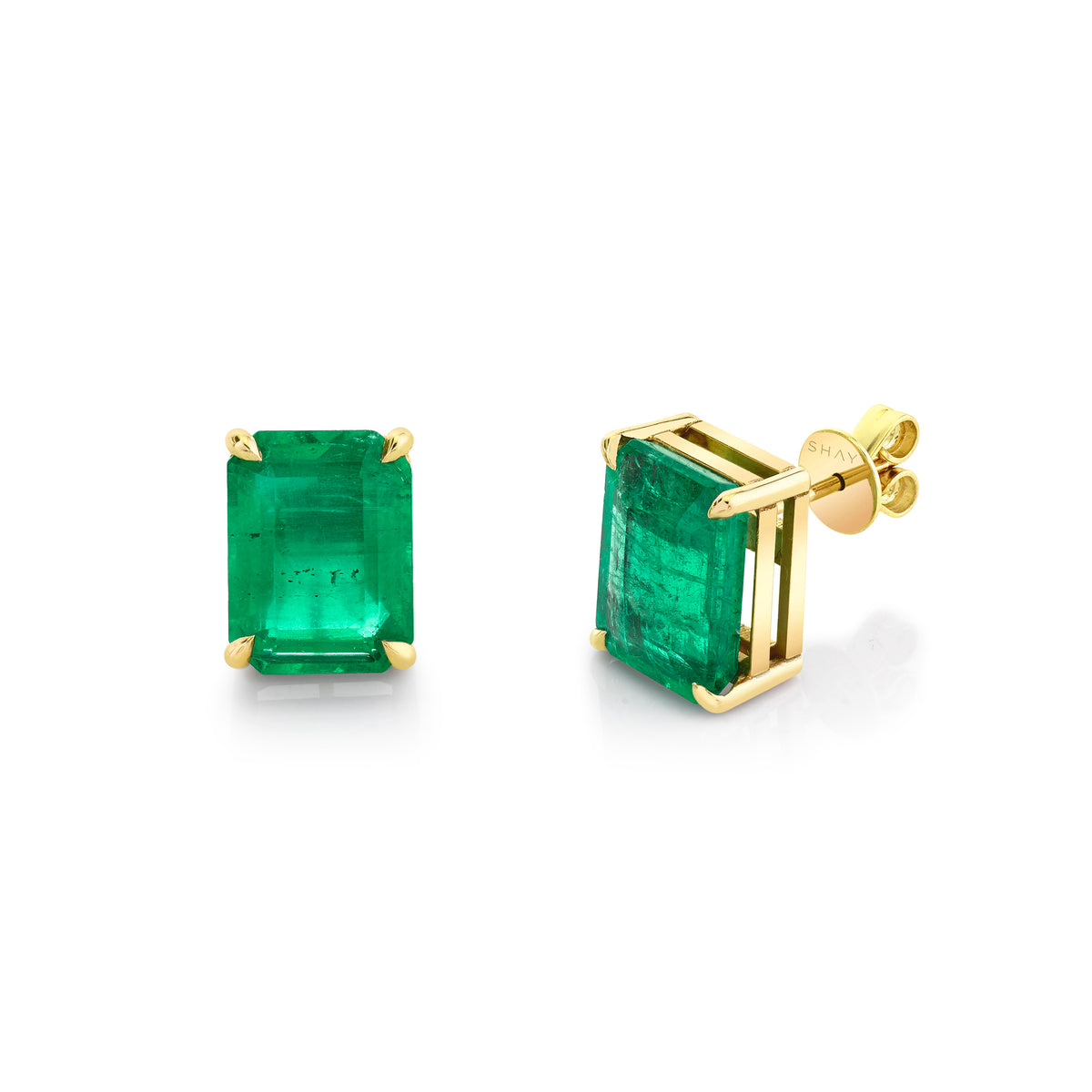 EMERALD SOLITAIRE STUDS, 8cts