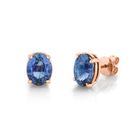 READY TO SHIP BLUE SAPPHIRE OVAL STUDS