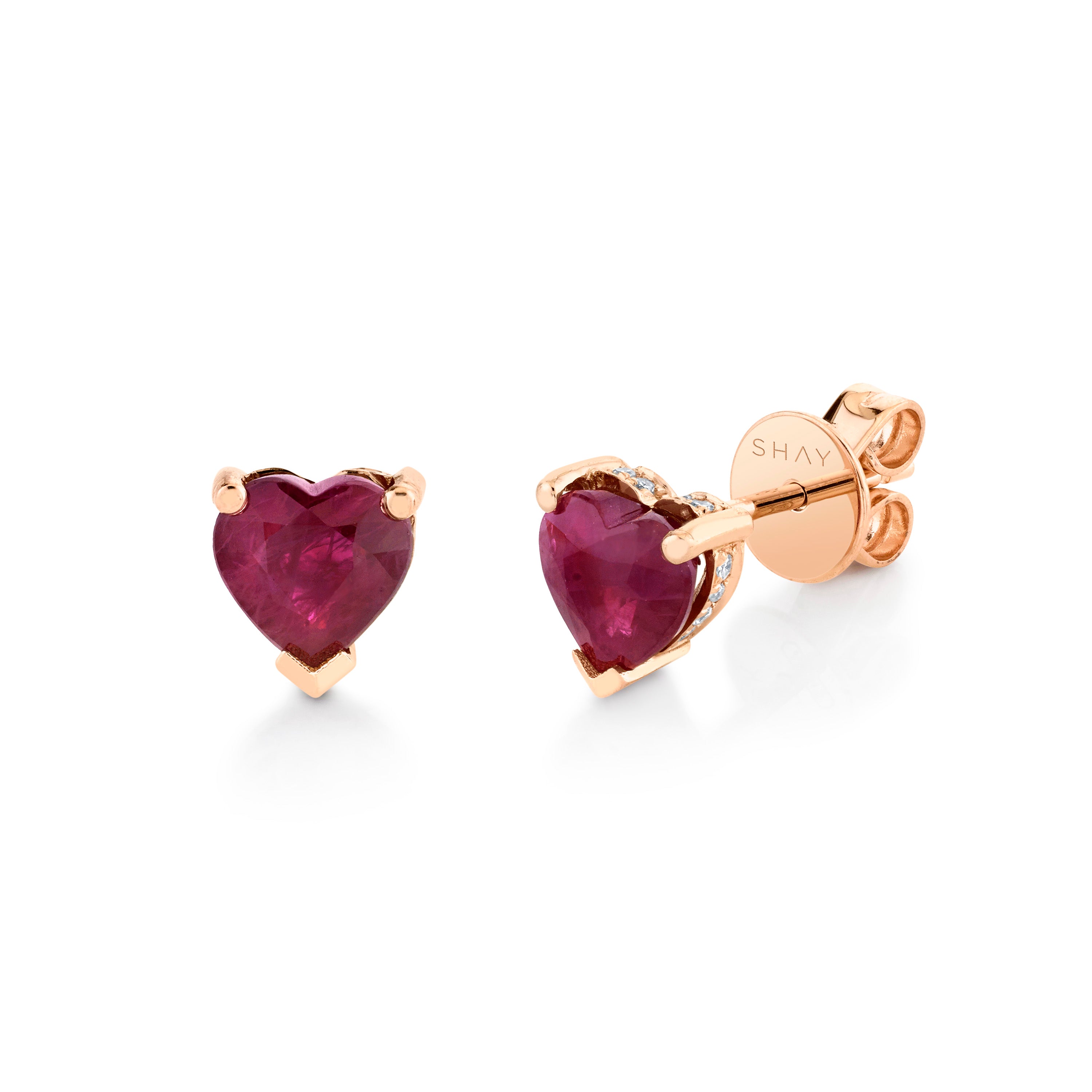 Ruby heart shop stud earrings