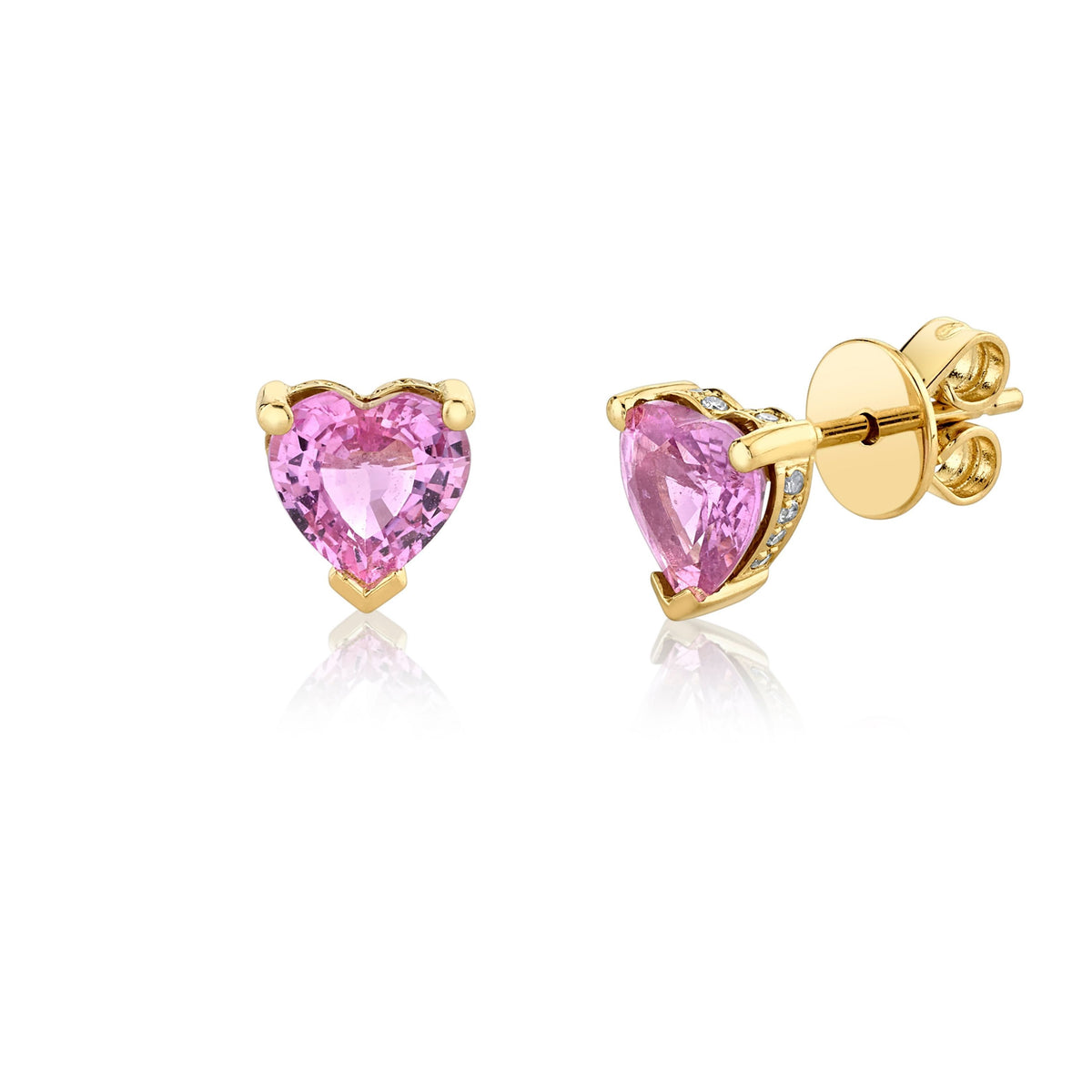 READY TO SHIP PINK SAPPHIRE HEART HALO STUDS