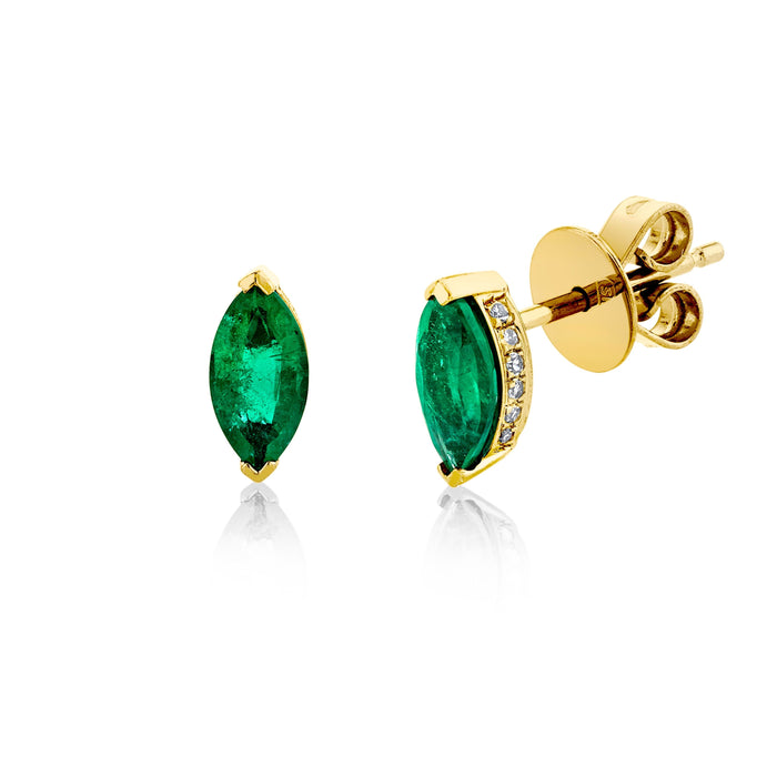 READY TO SHIP EMERALD MARQUISE HALO STUDS
