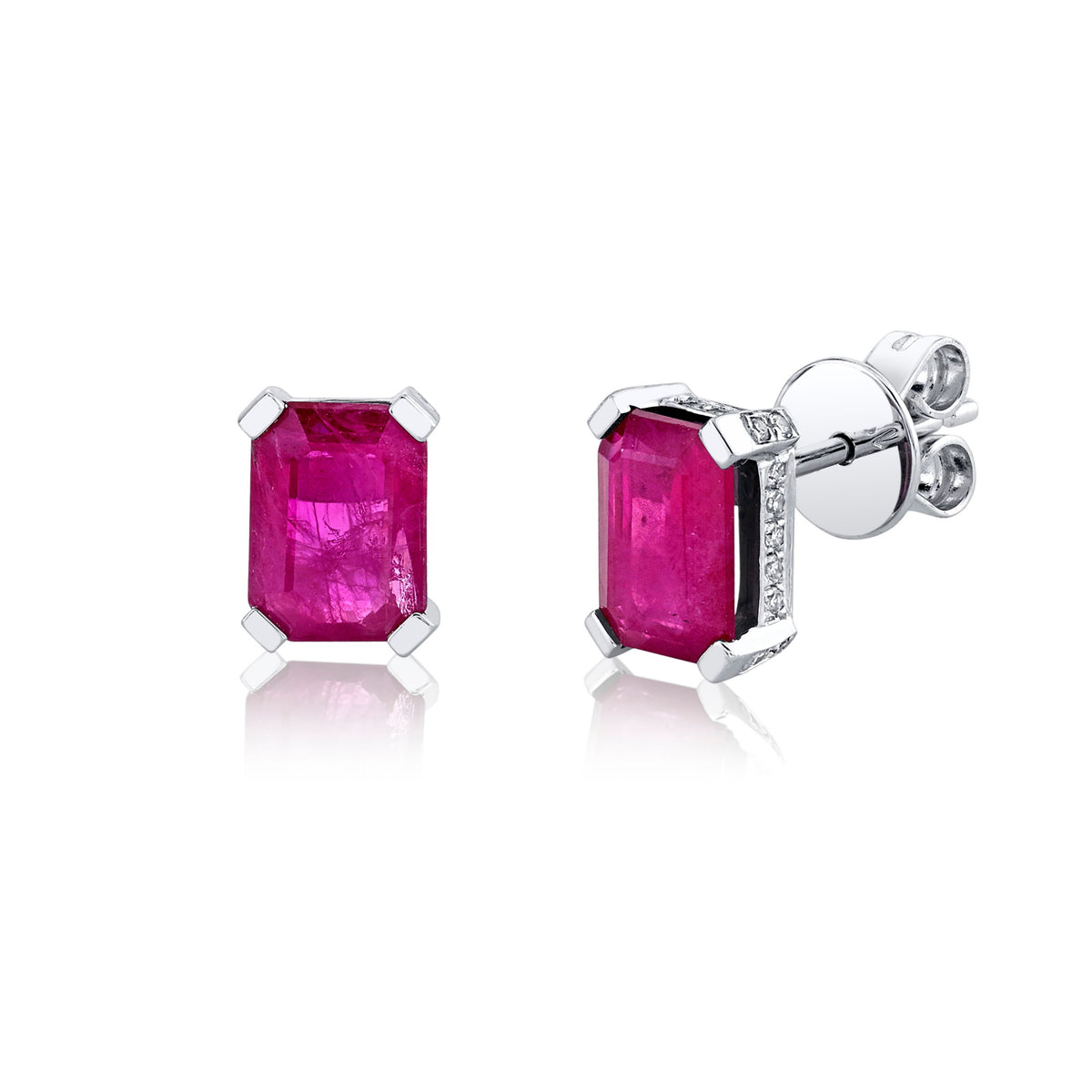 RUBY RECTANGLE HALO STUDS