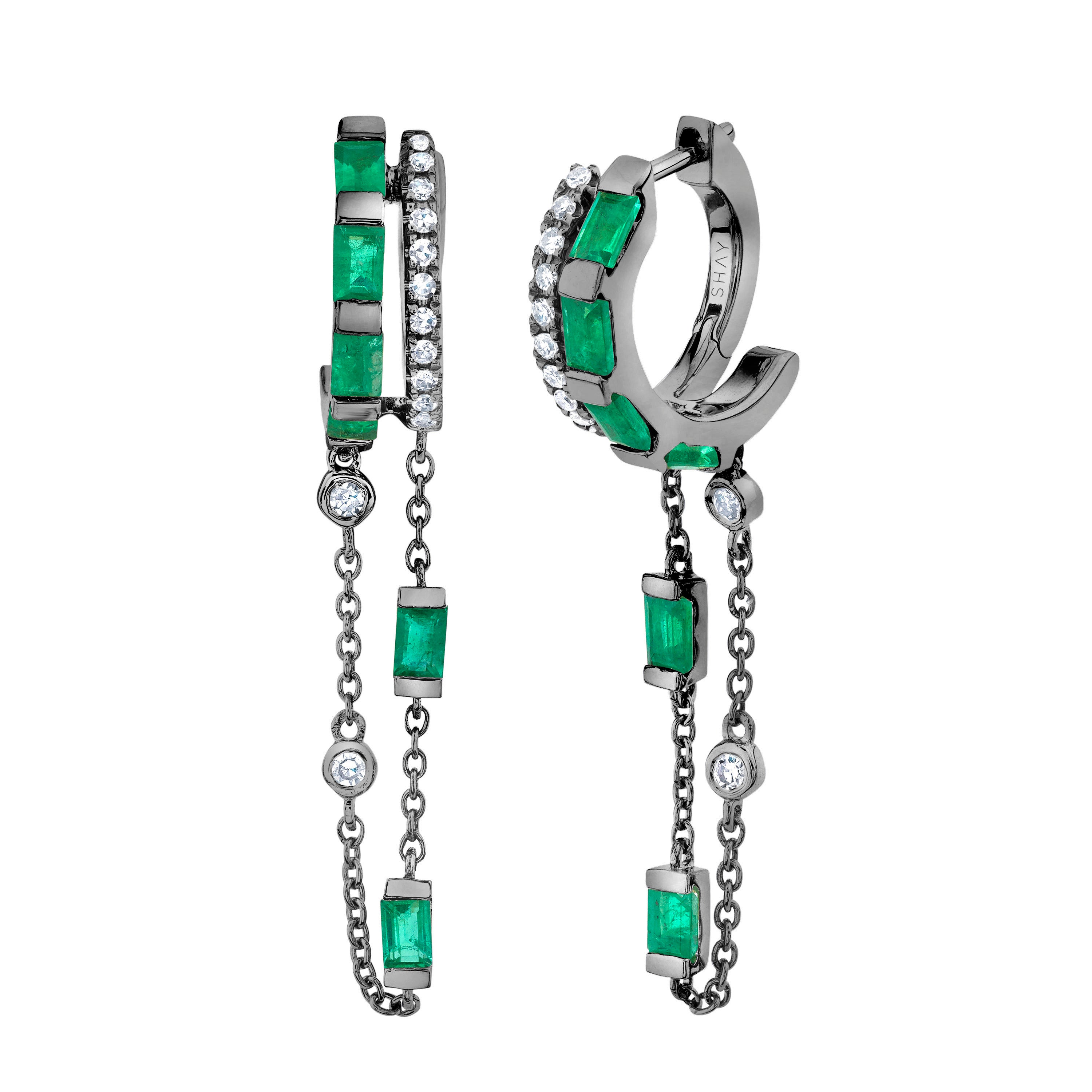 EMERALD & DIAMOND DOUBLE FRINGE HUGGIES