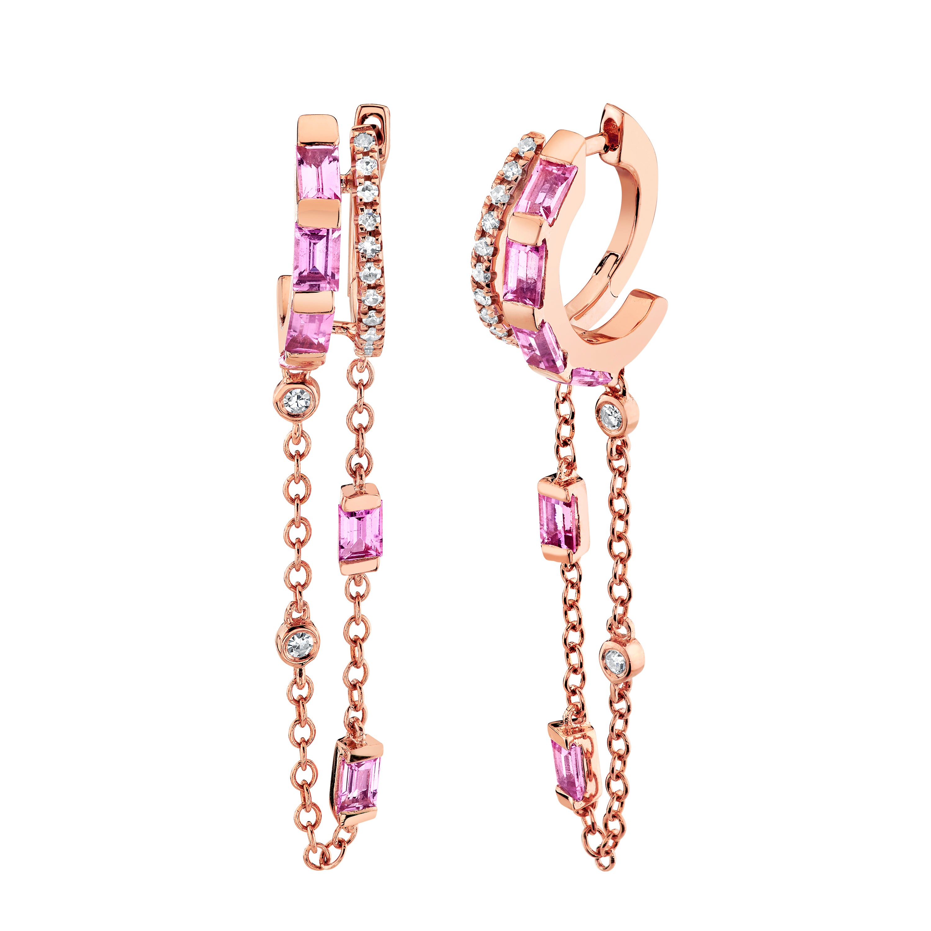 PINK SAPPHIRE DOUBLE FRINGE HUGGIES
