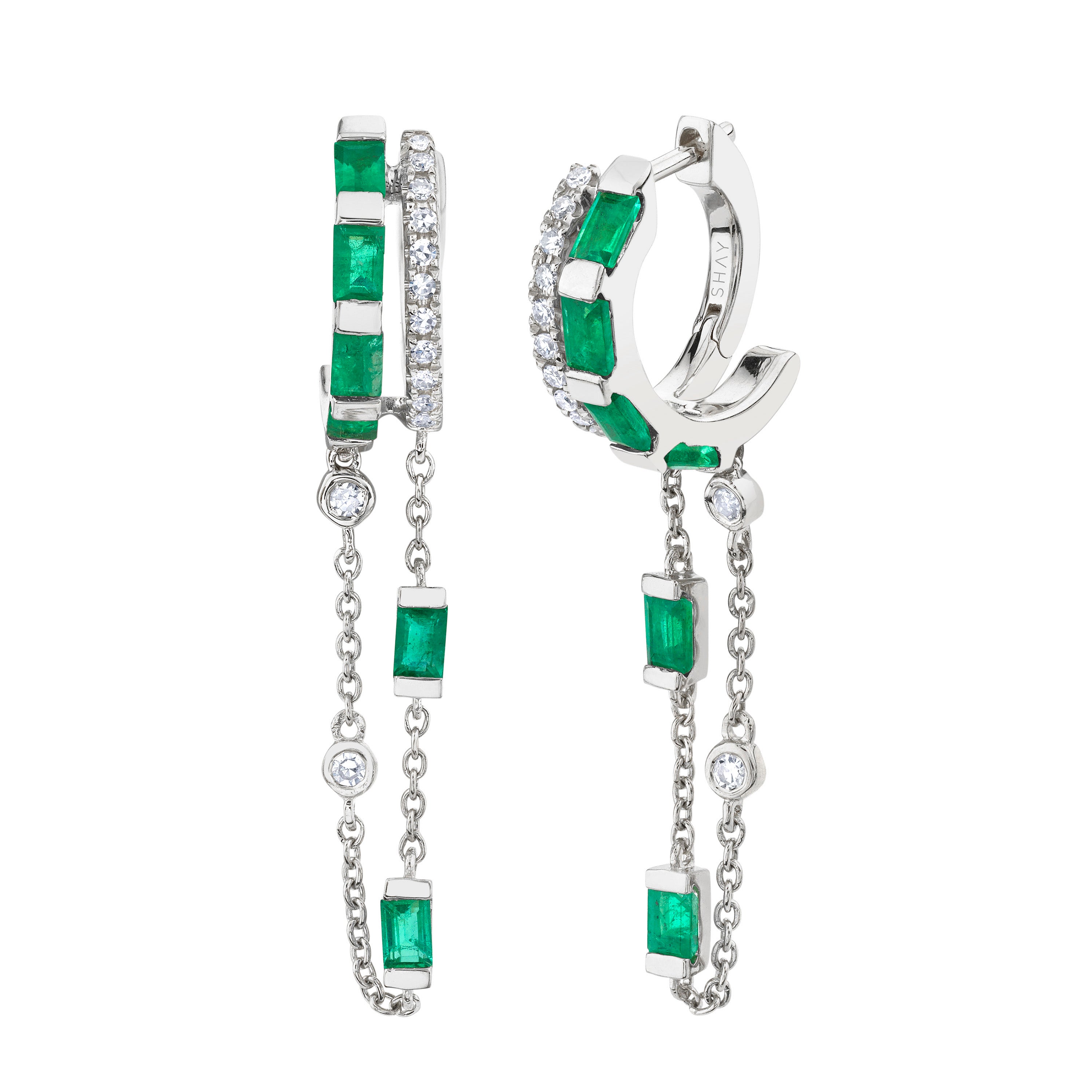 EMERALD & DIAMOND DOUBLE FRINGE HUGGIES