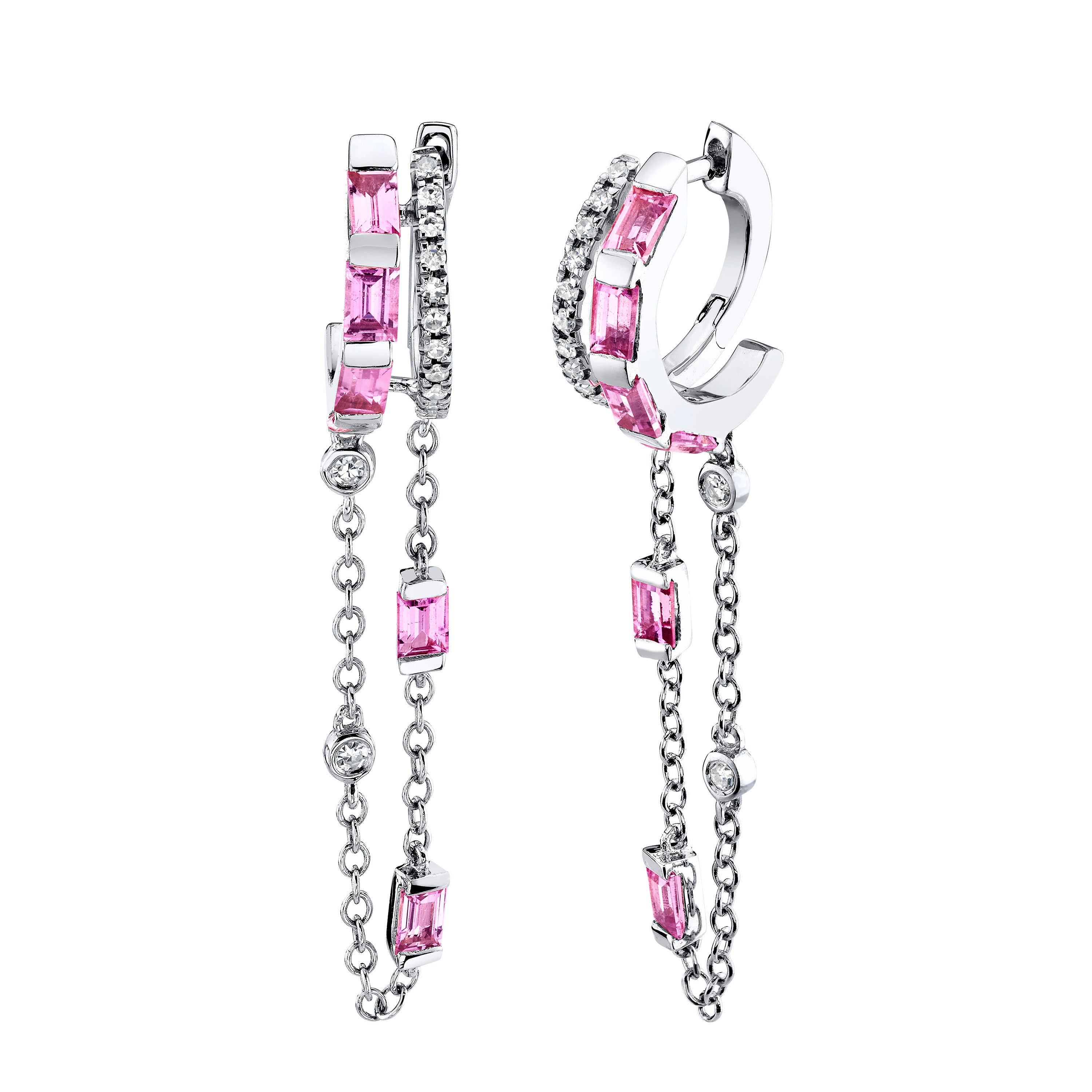 PINK SAPPHIRE DOUBLE FRINGE HUGGIES