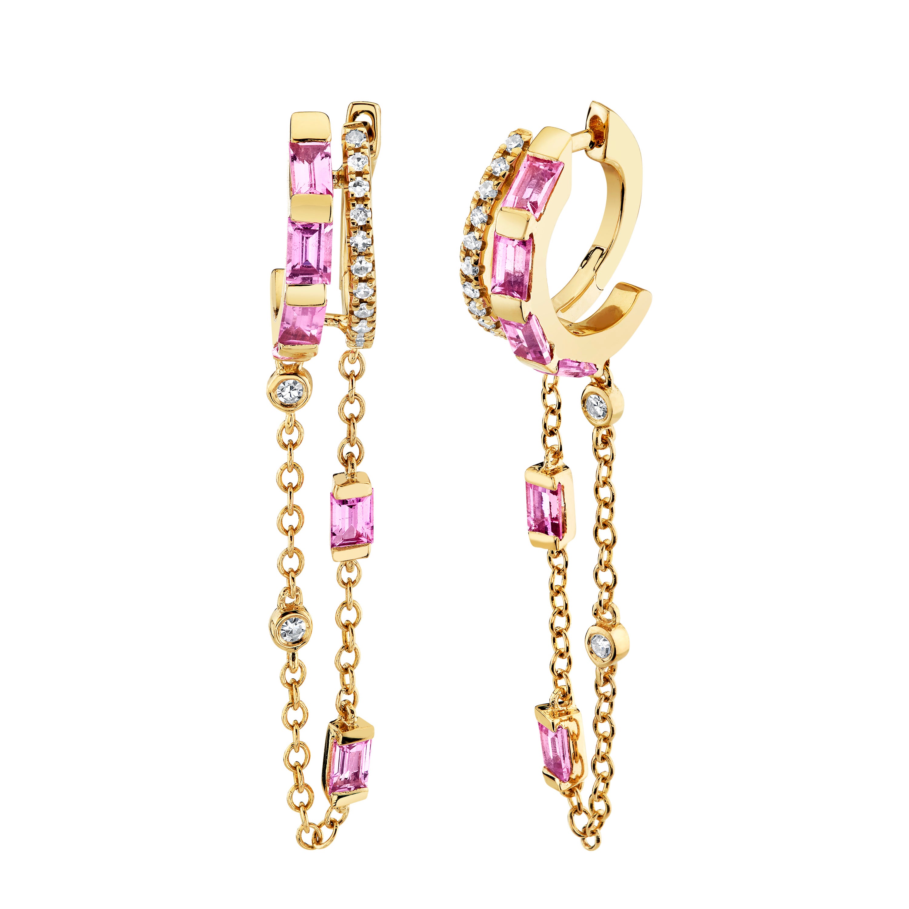 PINK SAPPHIRE DOUBLE FRINGE HUGGIES