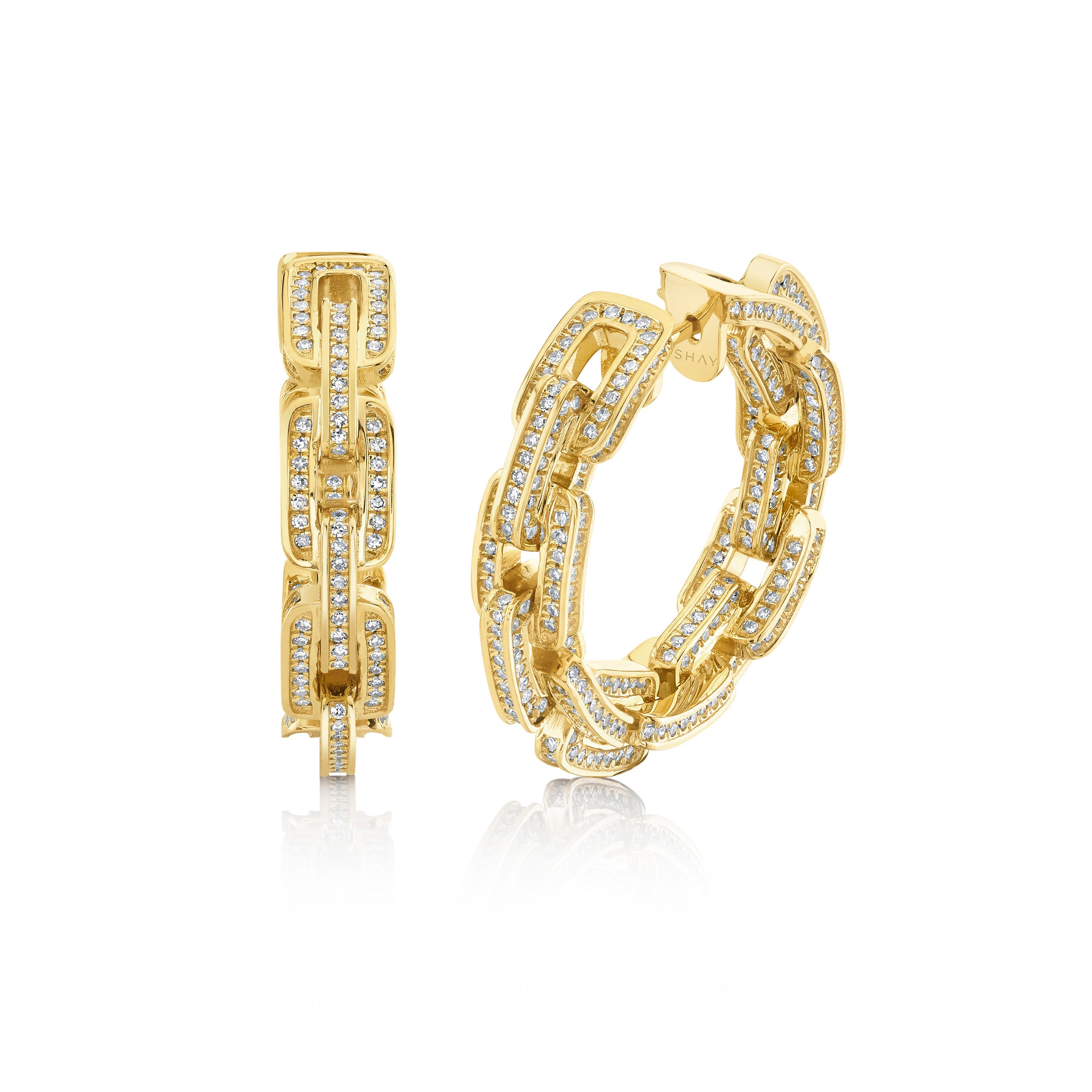 READY TO SHIP DIAMOND DECO LINK HOOPS