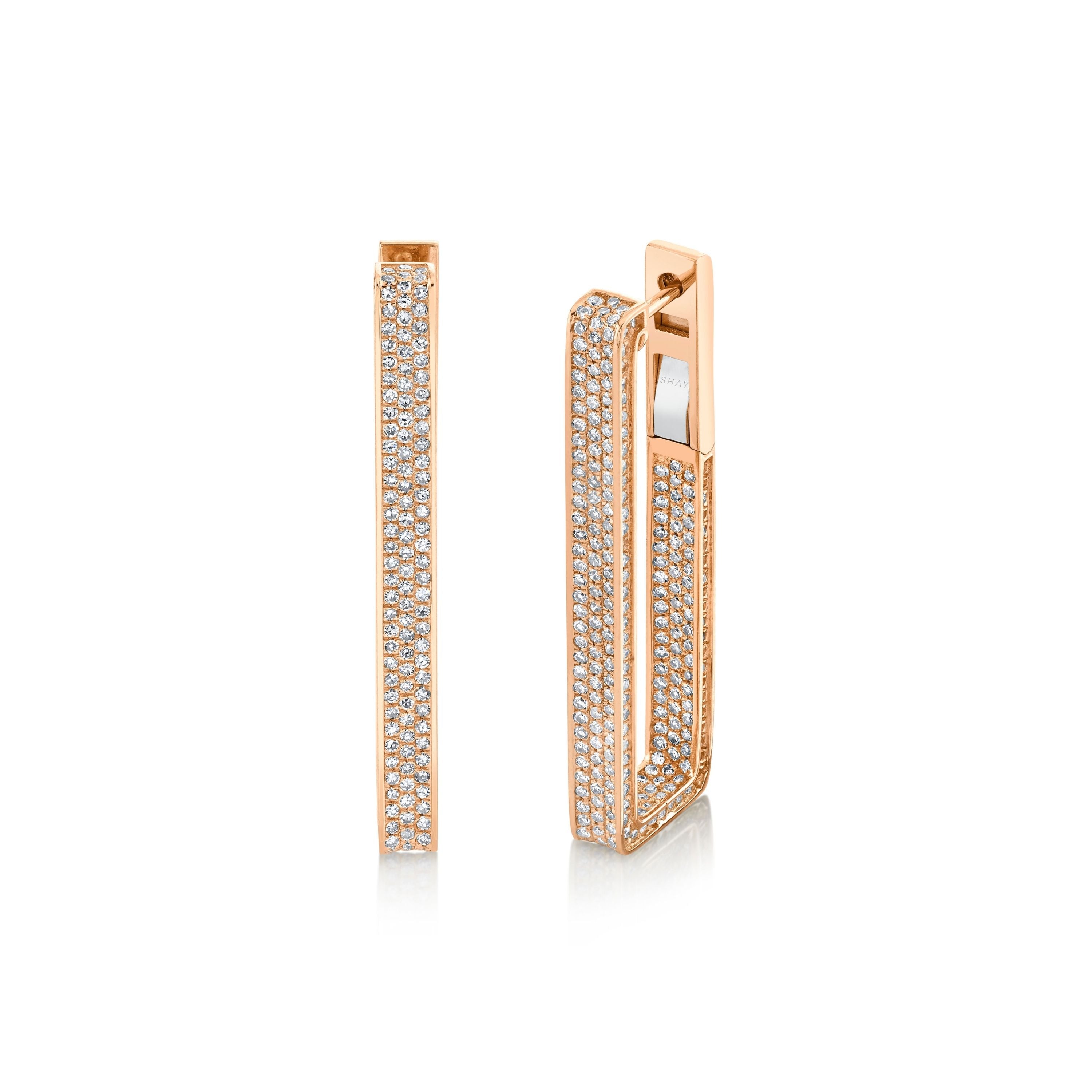 DIAMOND ELONGATED DECO LINK EARRINGS