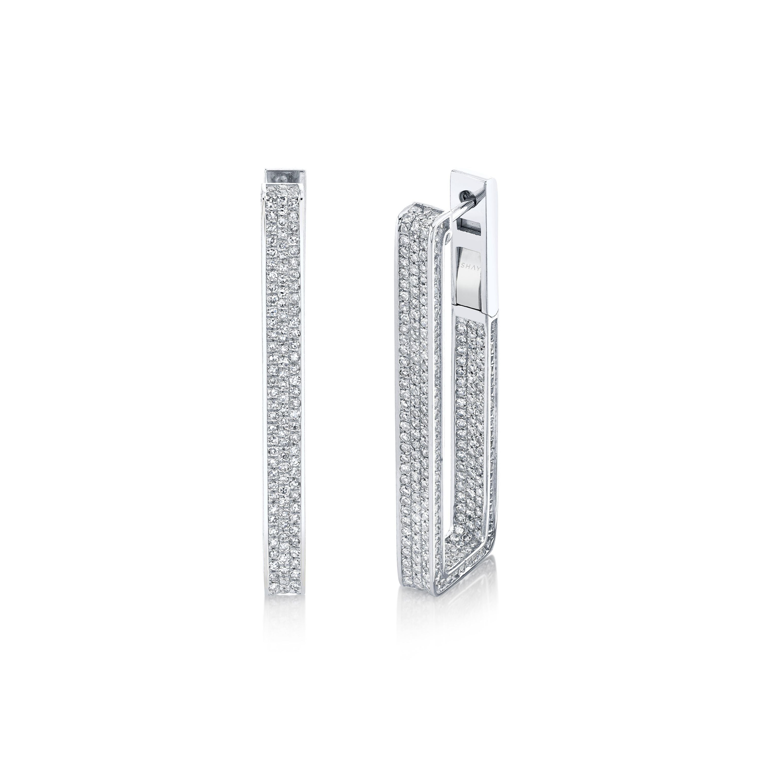 DIAMOND ELONGATED DECO LINK EARRINGS