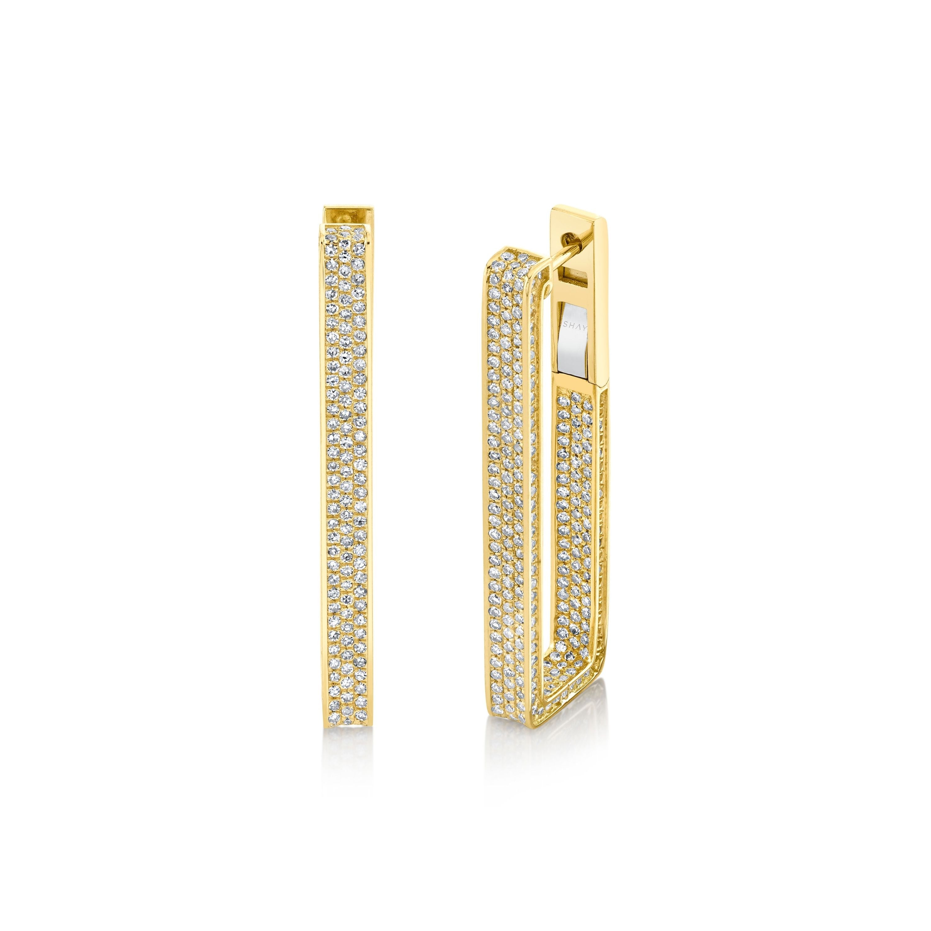 DIAMOND ELONGATED DECO LINK EARRINGS