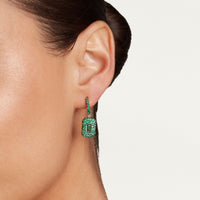 READY TO SHIP EMERALD PAVE BAGUETTE DROP EARRINGS
