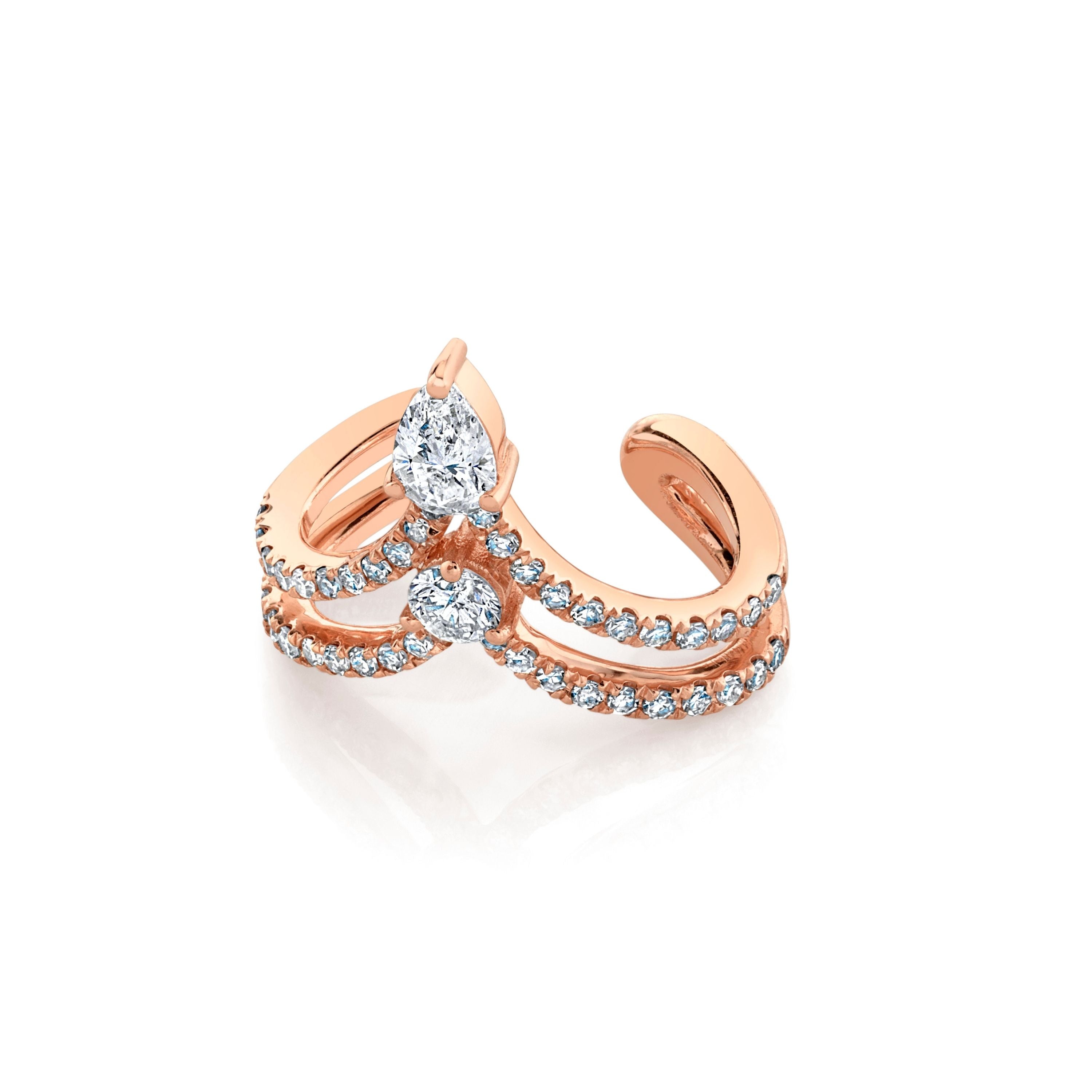 DIAMOND STACKED CHEVRON EAR CUFF