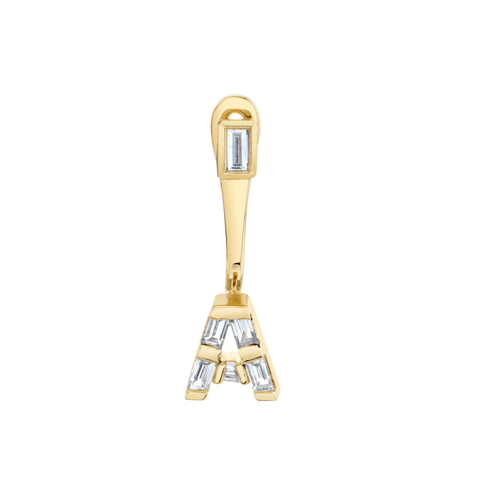 DIAMOND BAGUETTE SINGLE INITIAL EAR JACKET