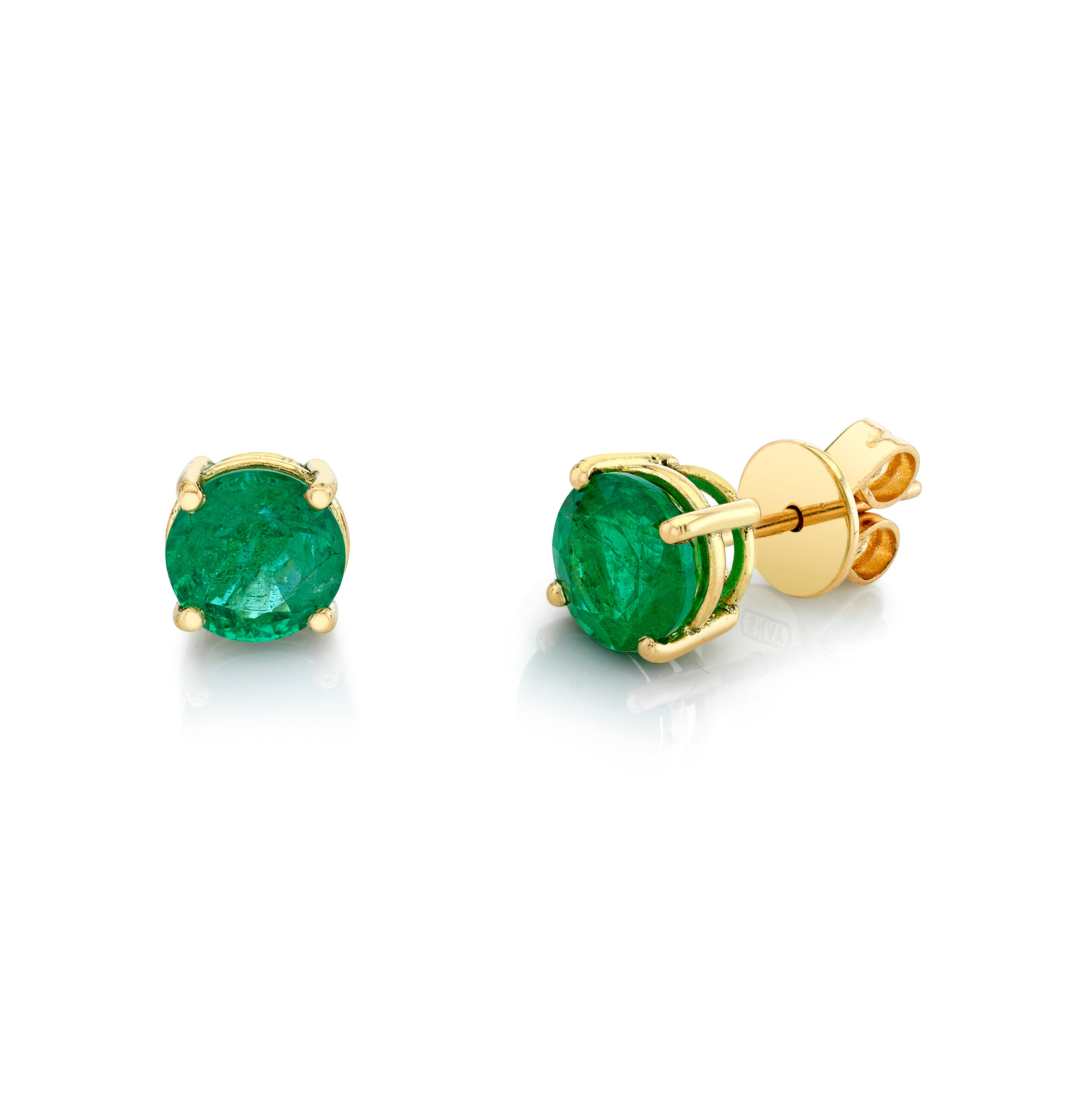 Round sale emerald earrings