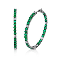 EMERALD & DIAMOND LARGE INSIDE OUT HOOPS