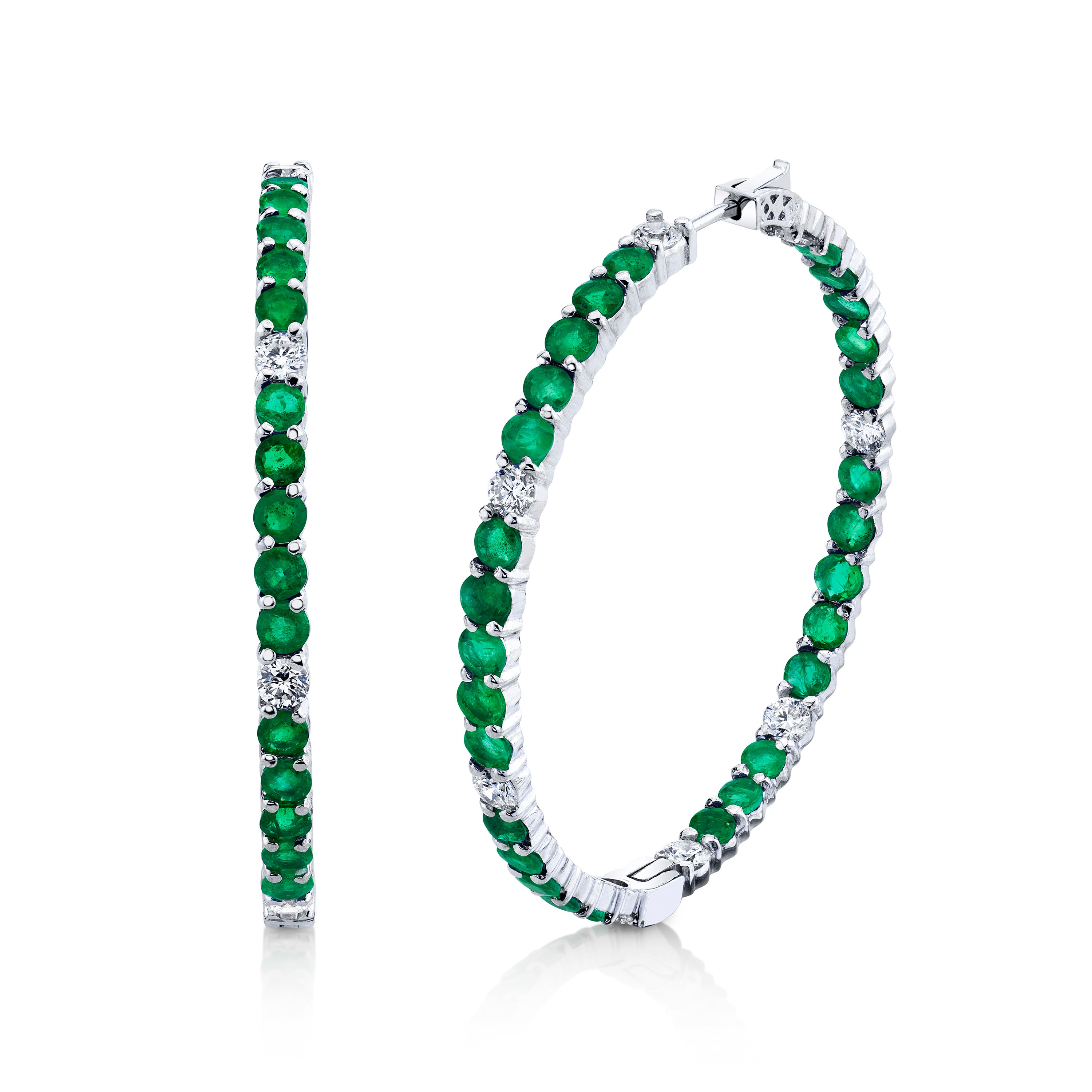 EMERALD & DIAMOND LARGE HOOPS