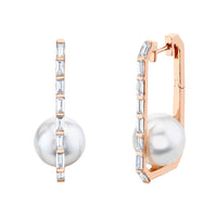 READY TO SHIP CAGED PEARL & DIAMOND DROP EARRINGS
