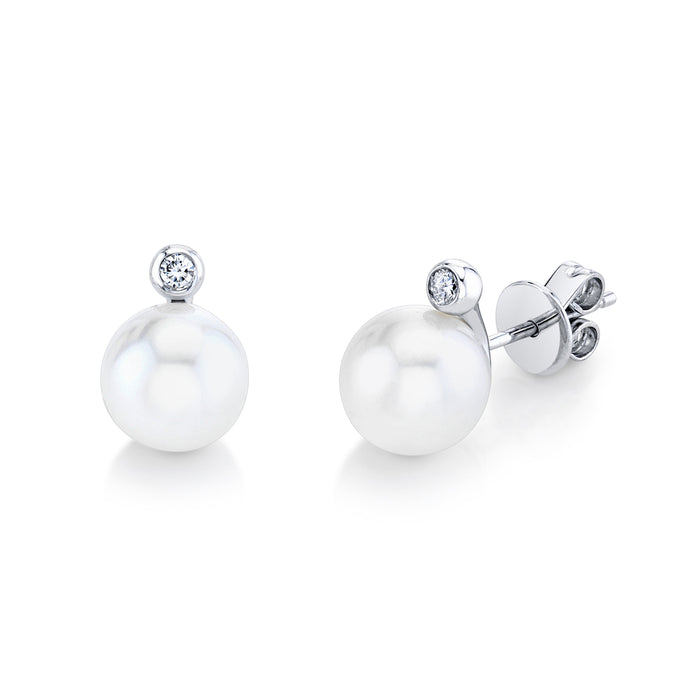 READY TO SHIP PEARL & DIAMOND ORB STUDS