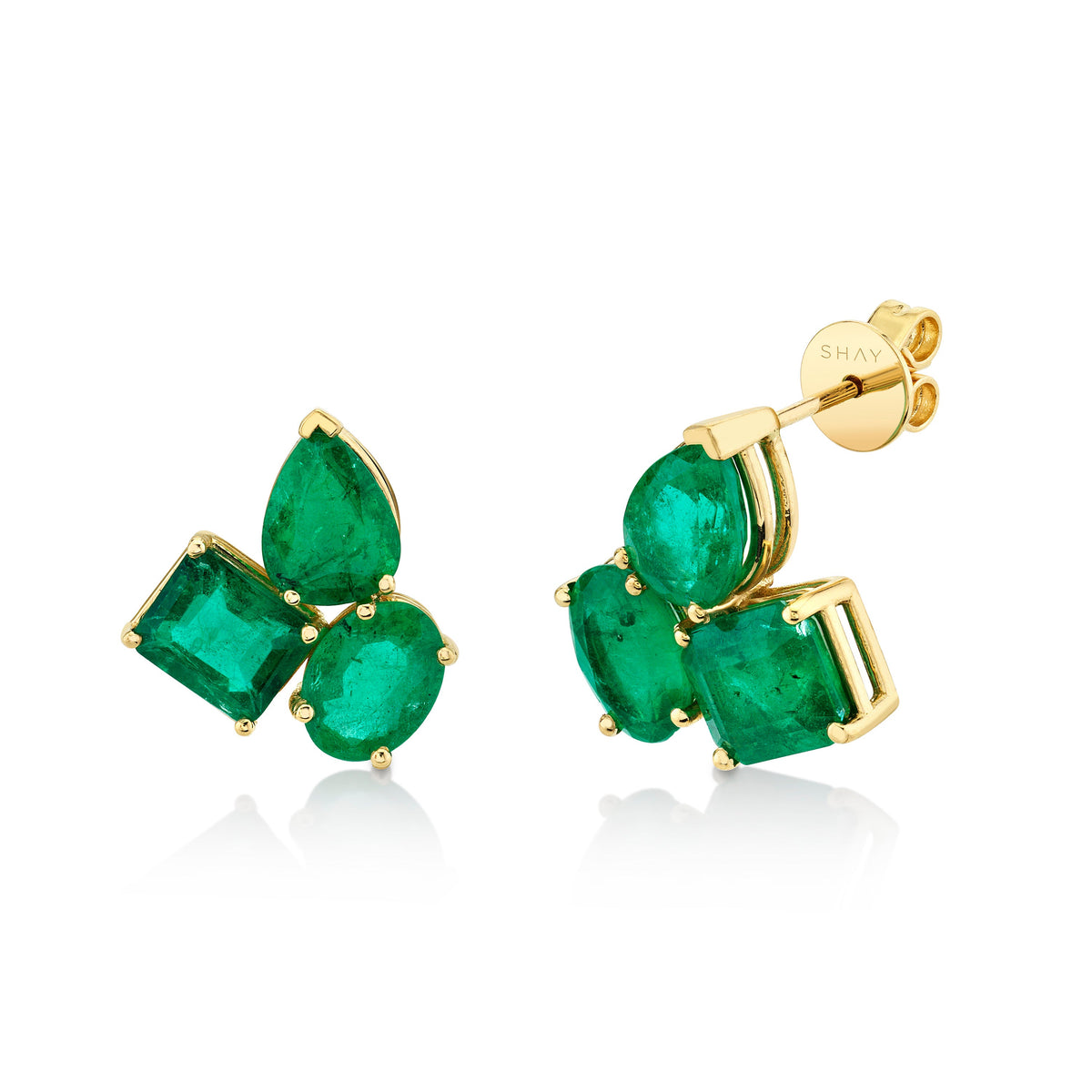 READY TO SHIP EMERALD OMBRE TRIPLE GEM STUDS
