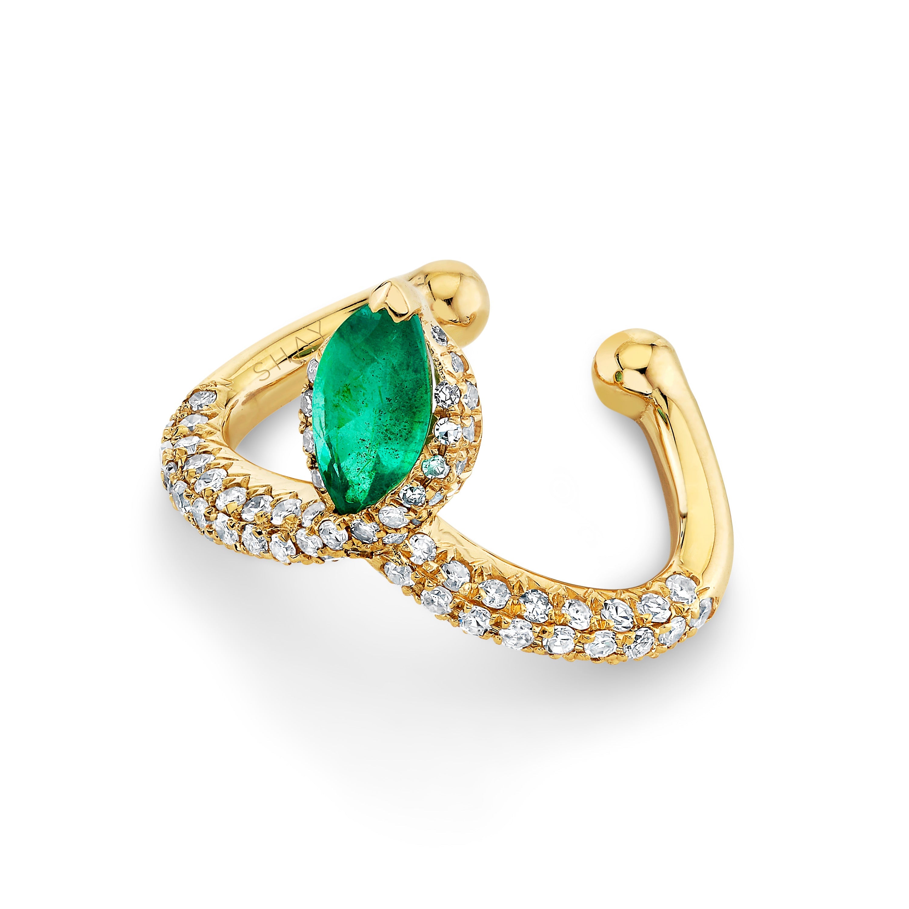 READY TO SHIP EMERALD MARQUISE CHEVRON EAR CUFF