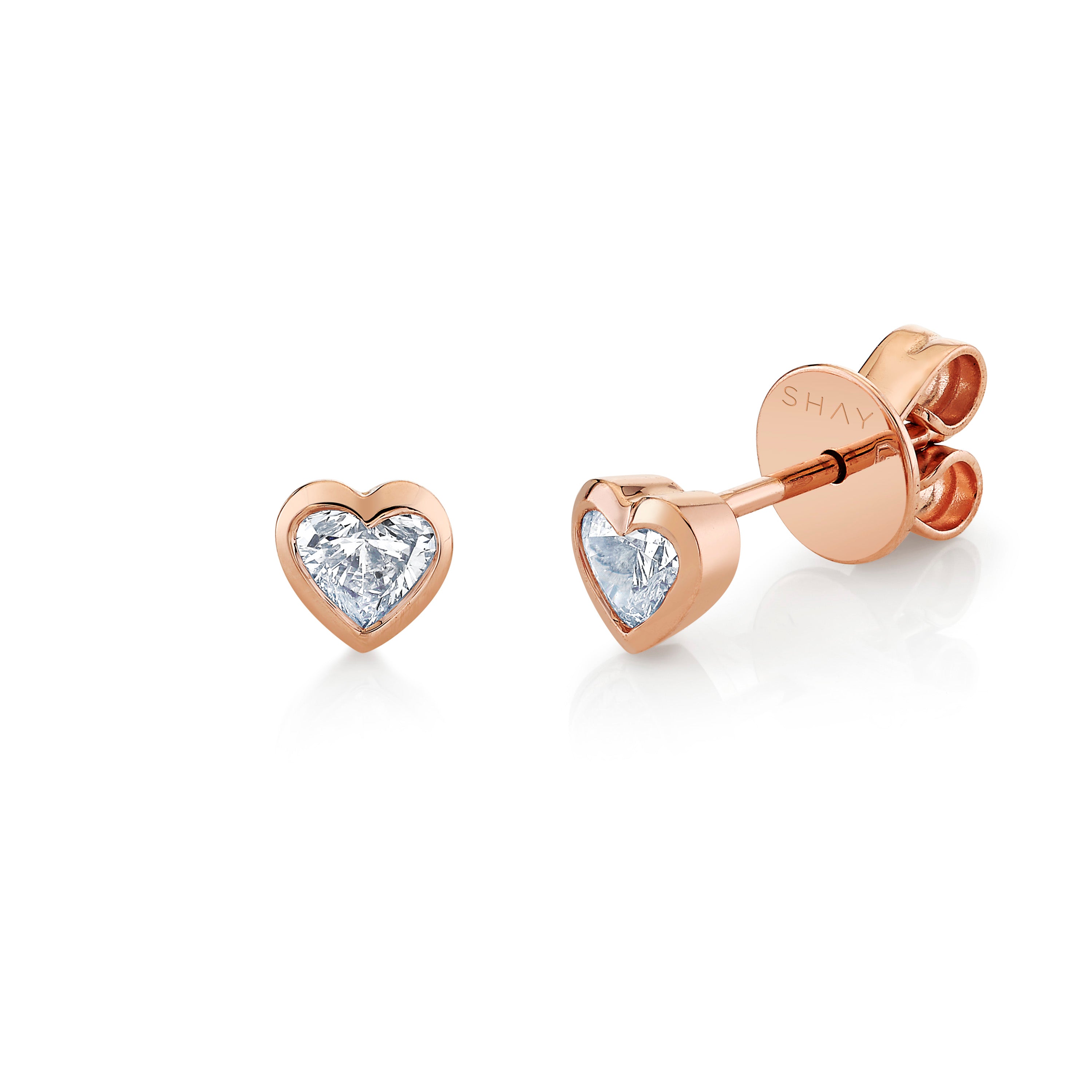 DIAMOND BEZEL HEART STUDS PETITE