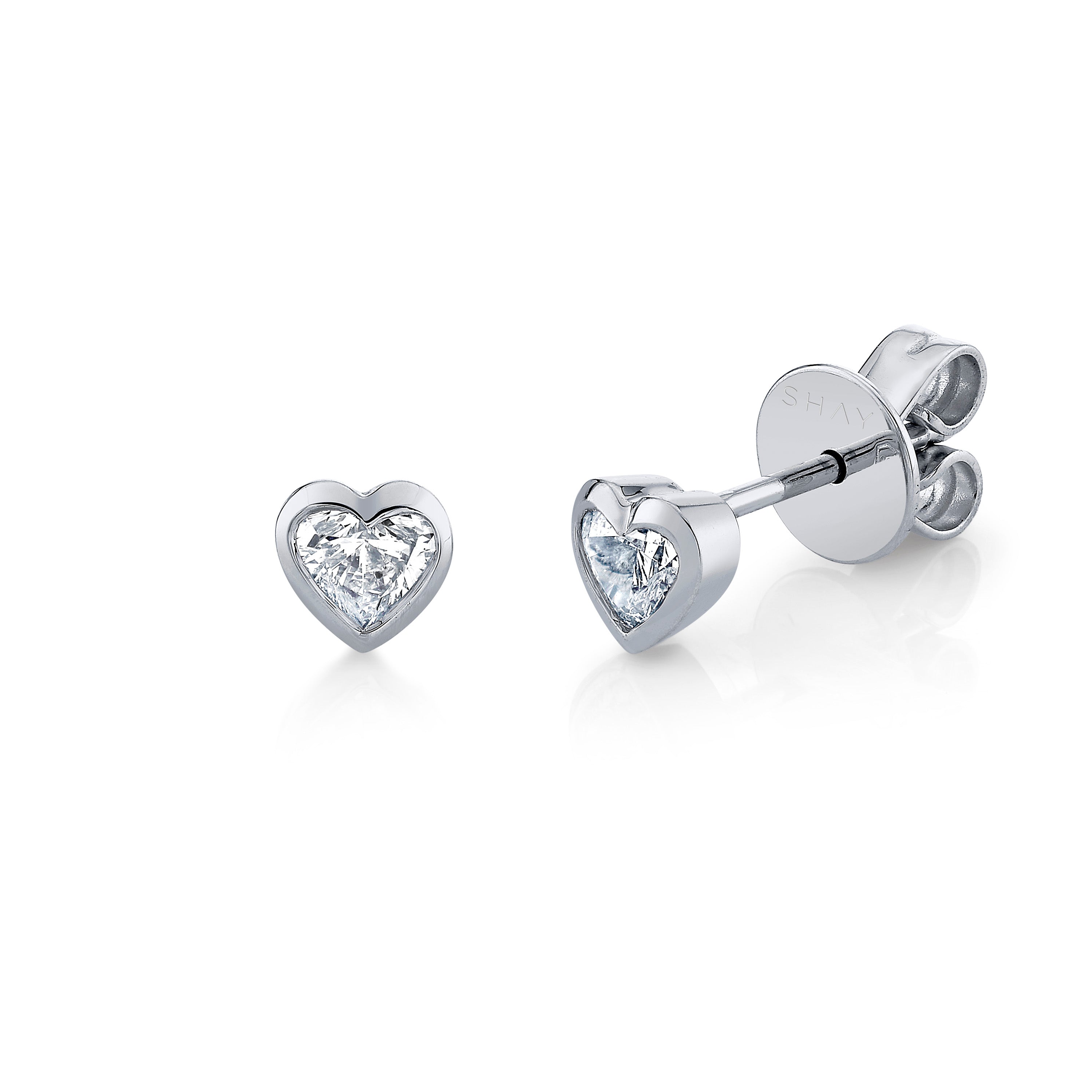 DIAMOND BEZEL HEART STUDS PETITE