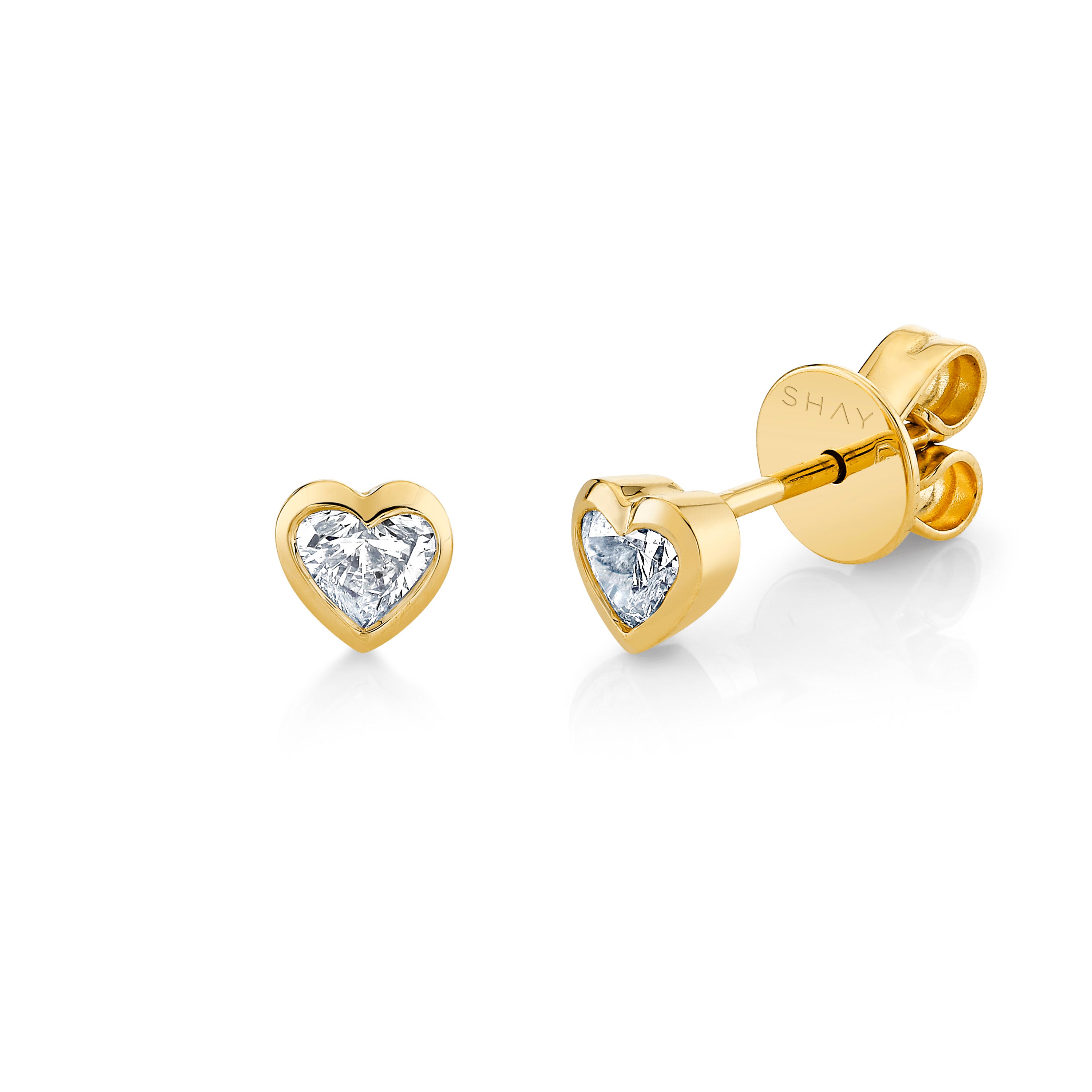 DIAMOND BEZEL HEART STUDS PETITE