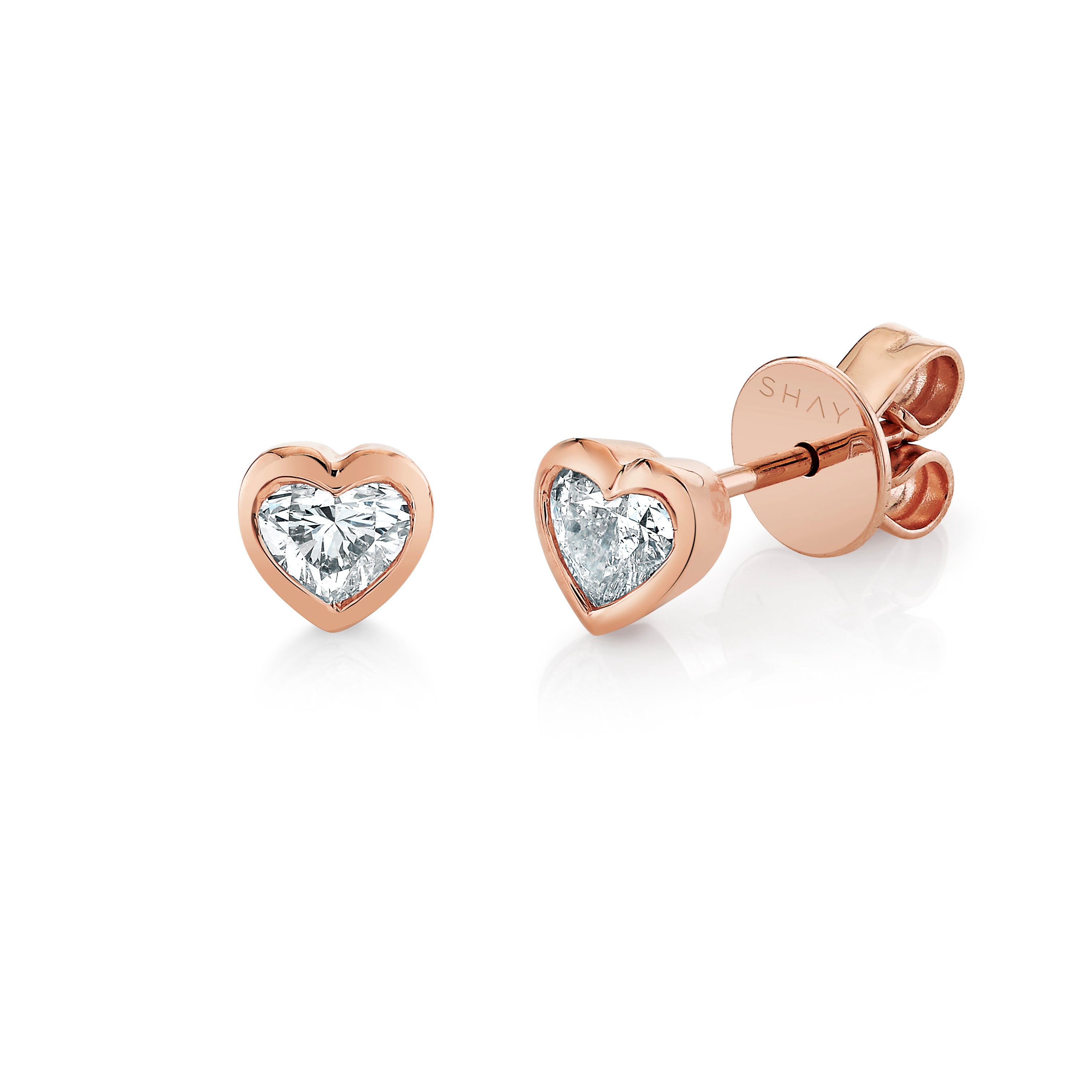 DIAMOND BEZEL HEART STUDS CLASSIC