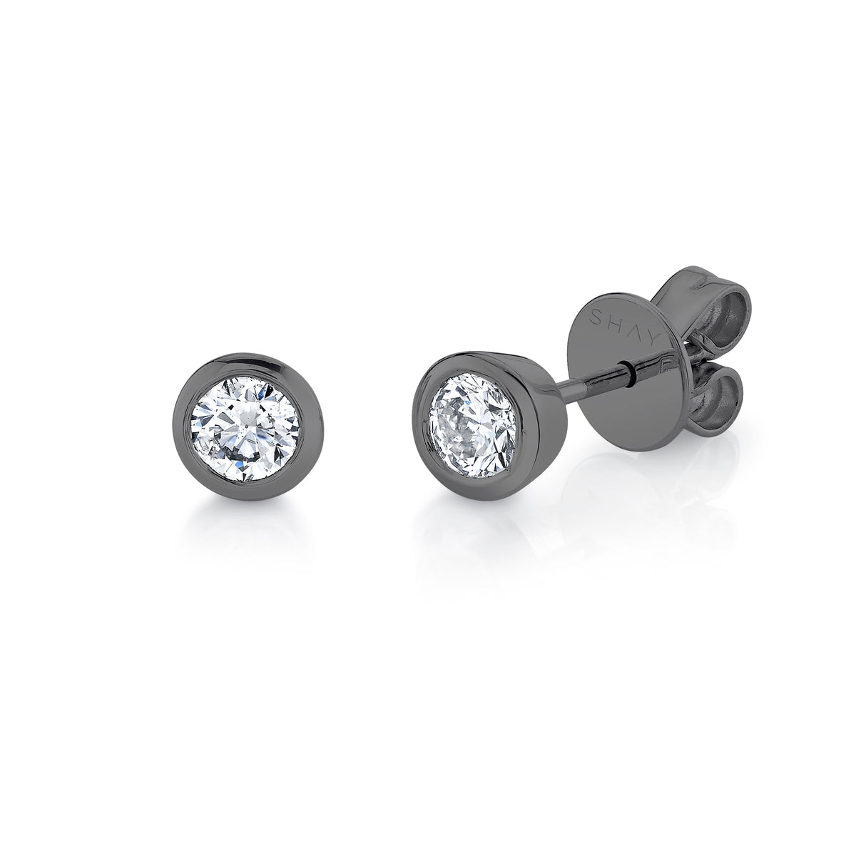 DIAMOND ROUND BEZEL STUDS PETITE