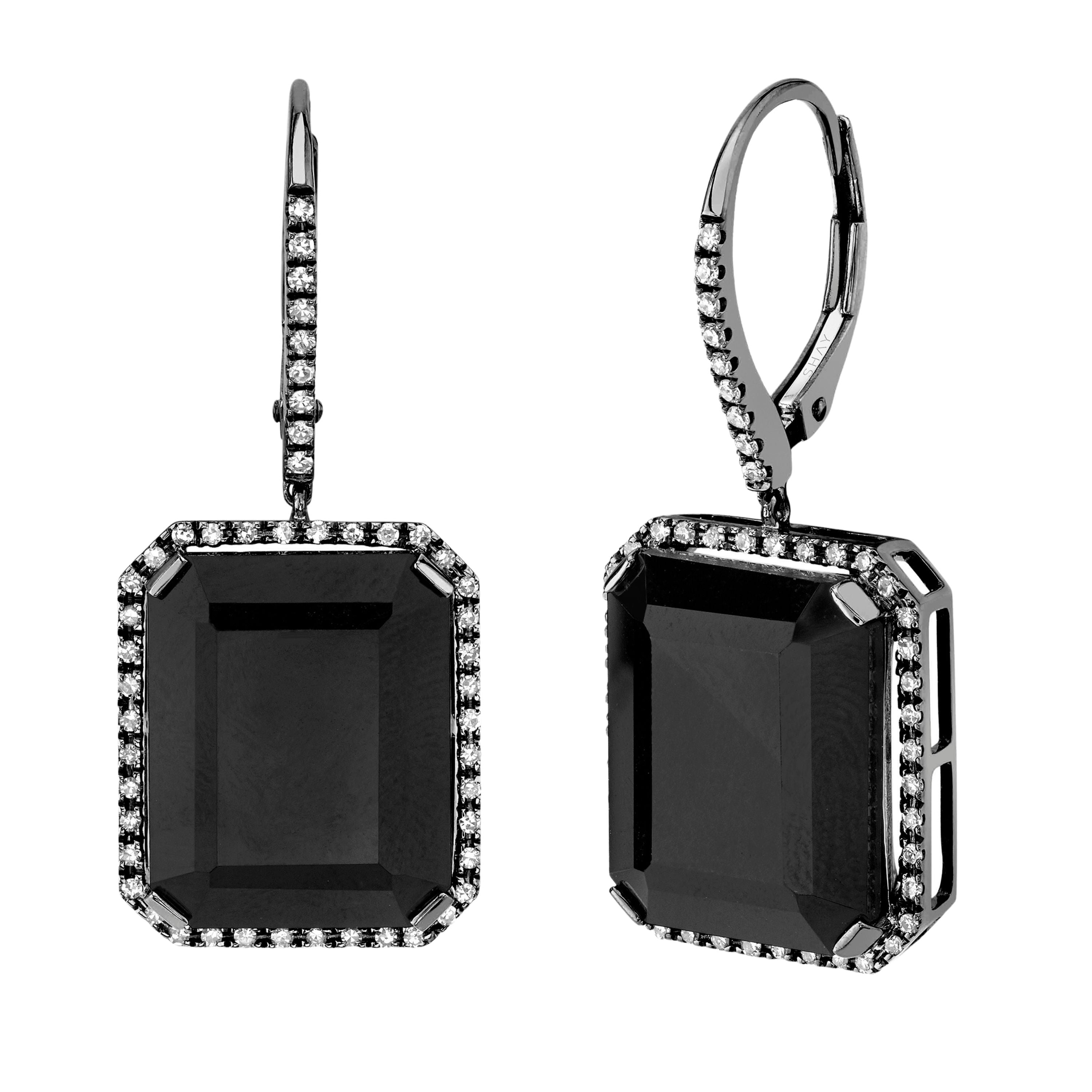BLACK ONYX & DIAMOND PORTRAIT EARRINGS