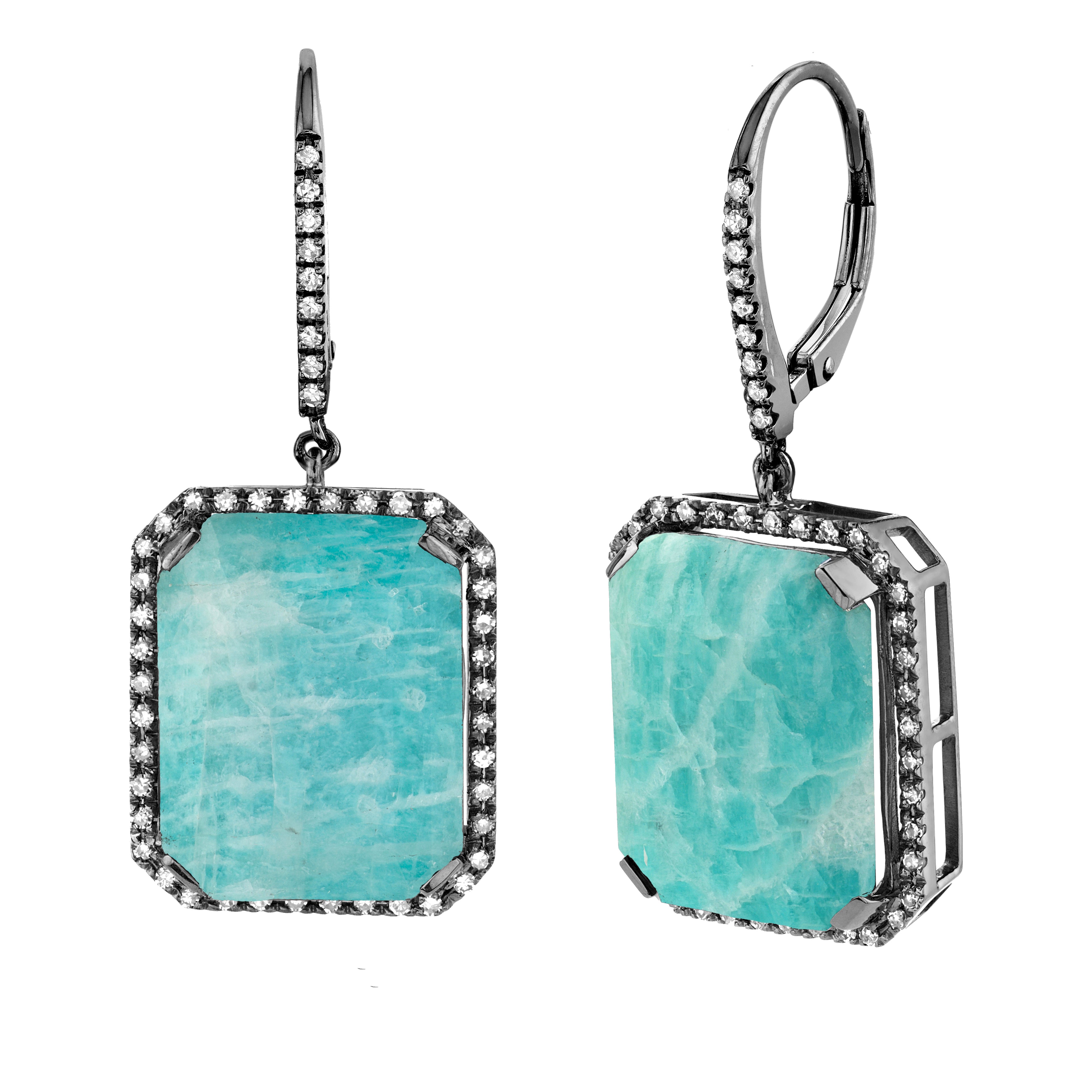 AMAZONITE & DIAMOND PORTRAIT EARRINGS